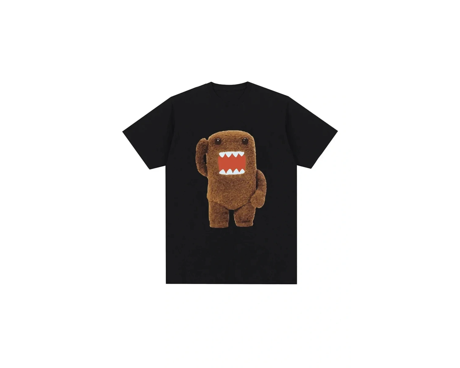 Beyaz Sevimli ve Bulanık Domo Kun T-shirtya uygun Harajuku
