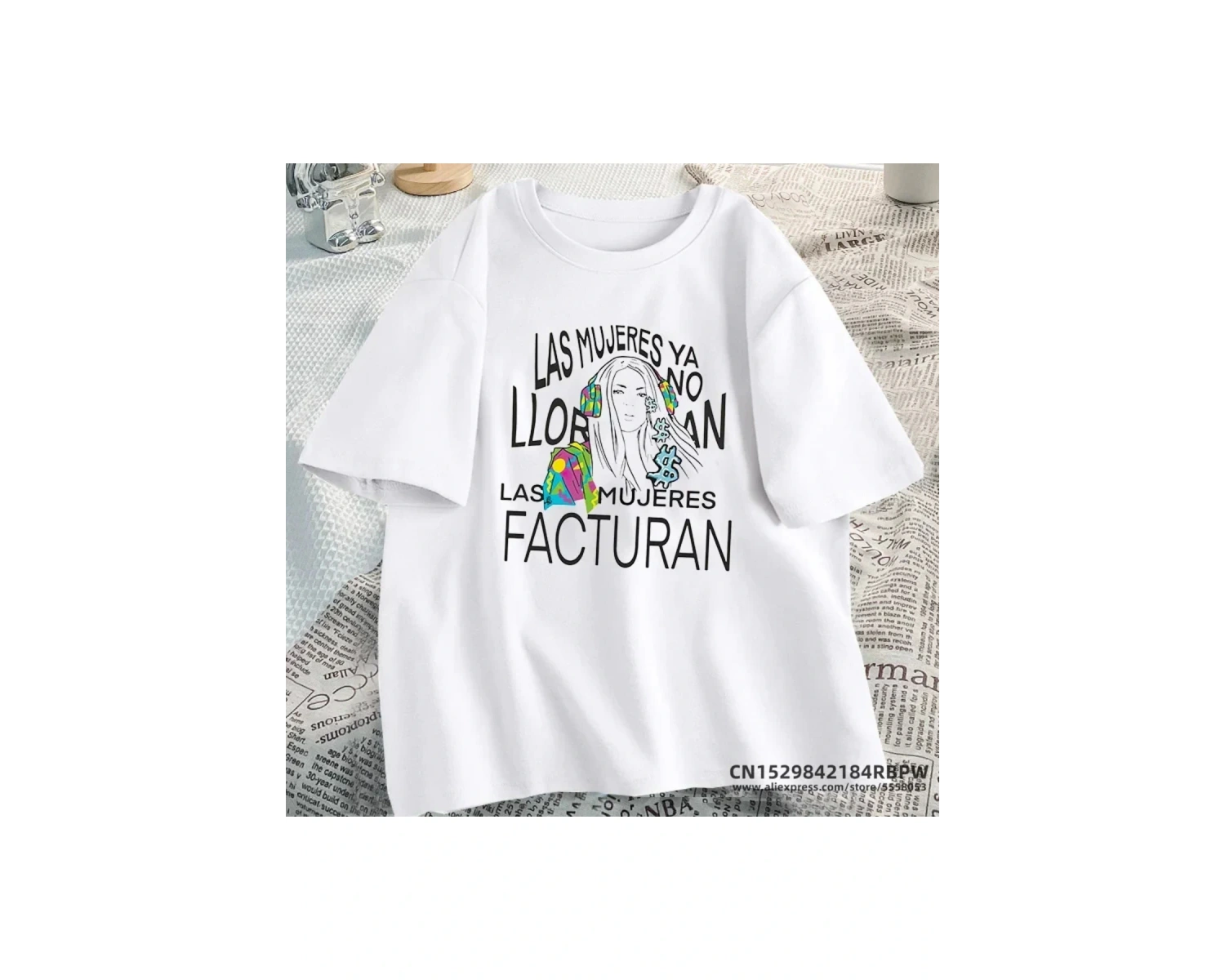 Beyaz Shakira Las Mujeres Ya Hiçbir Lloran Tshirt Harajuku La Bichota