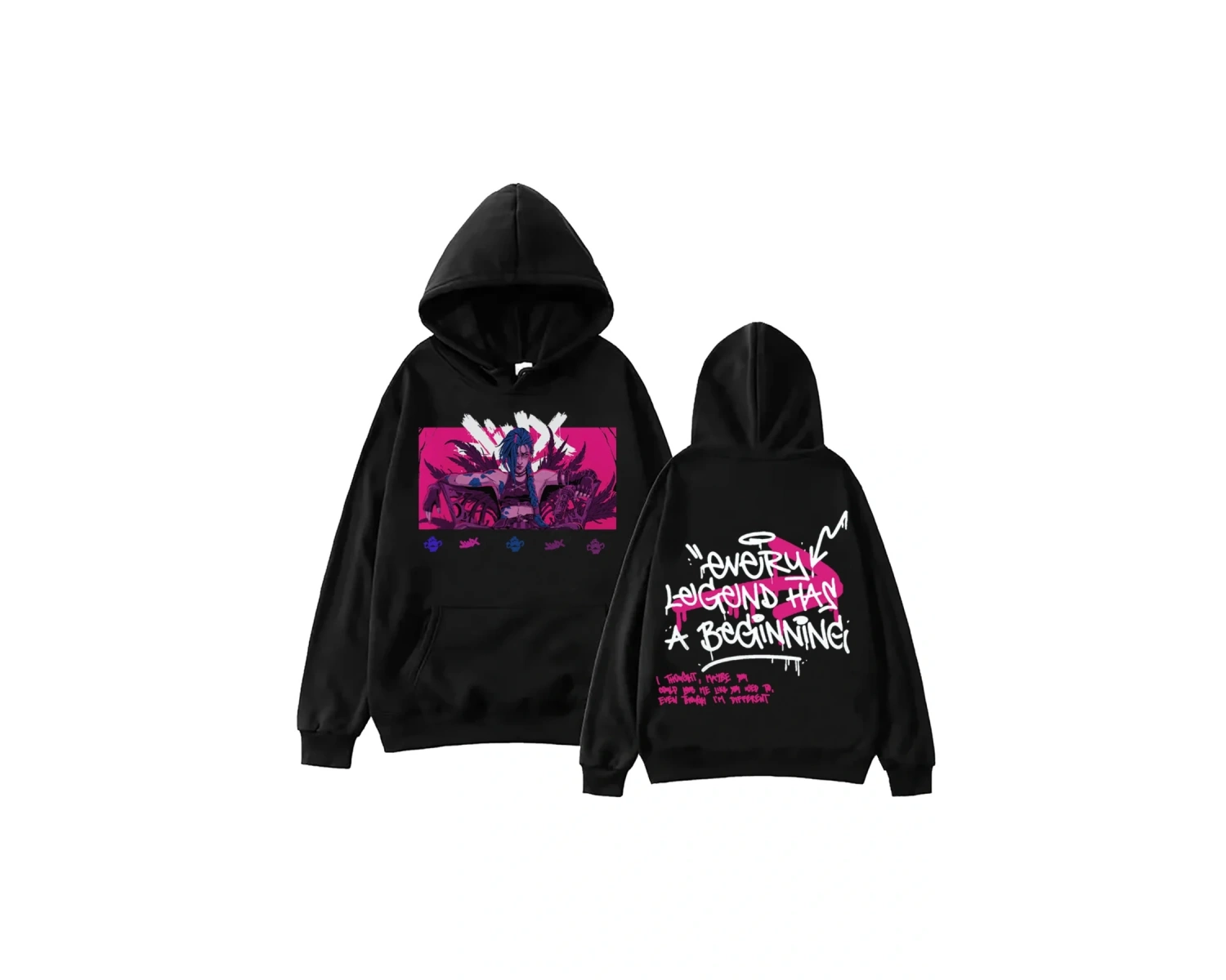 Beyaz Sıcak Anime Arcane-Jinx Harajuku