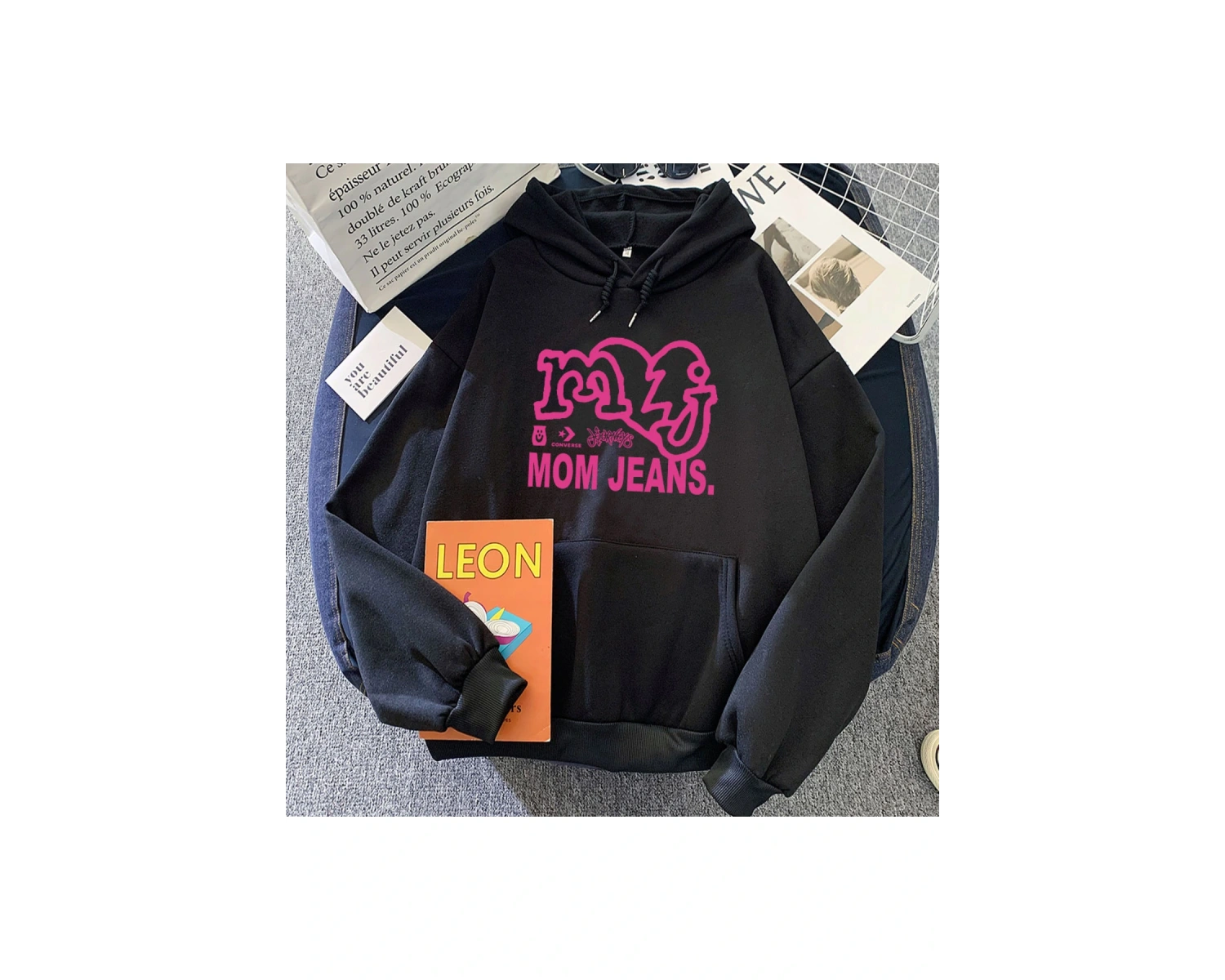 Beyaz Sıcak Anne Kot Hip Hop Unisex Streetweedu