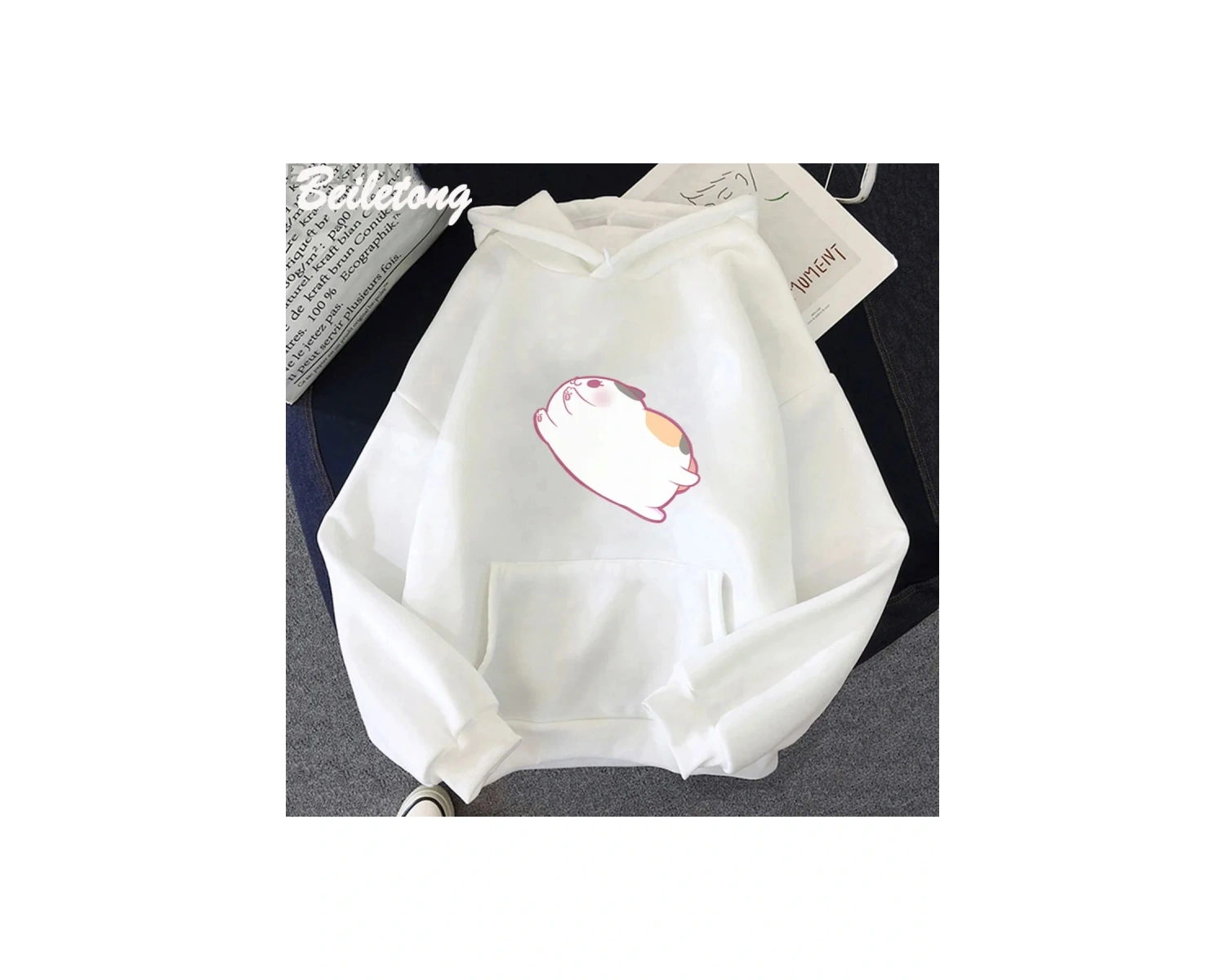 Beyaz Şişman Kedi Anime Final Fantasy XIV Hoodie Karikatür Komik Vintage R