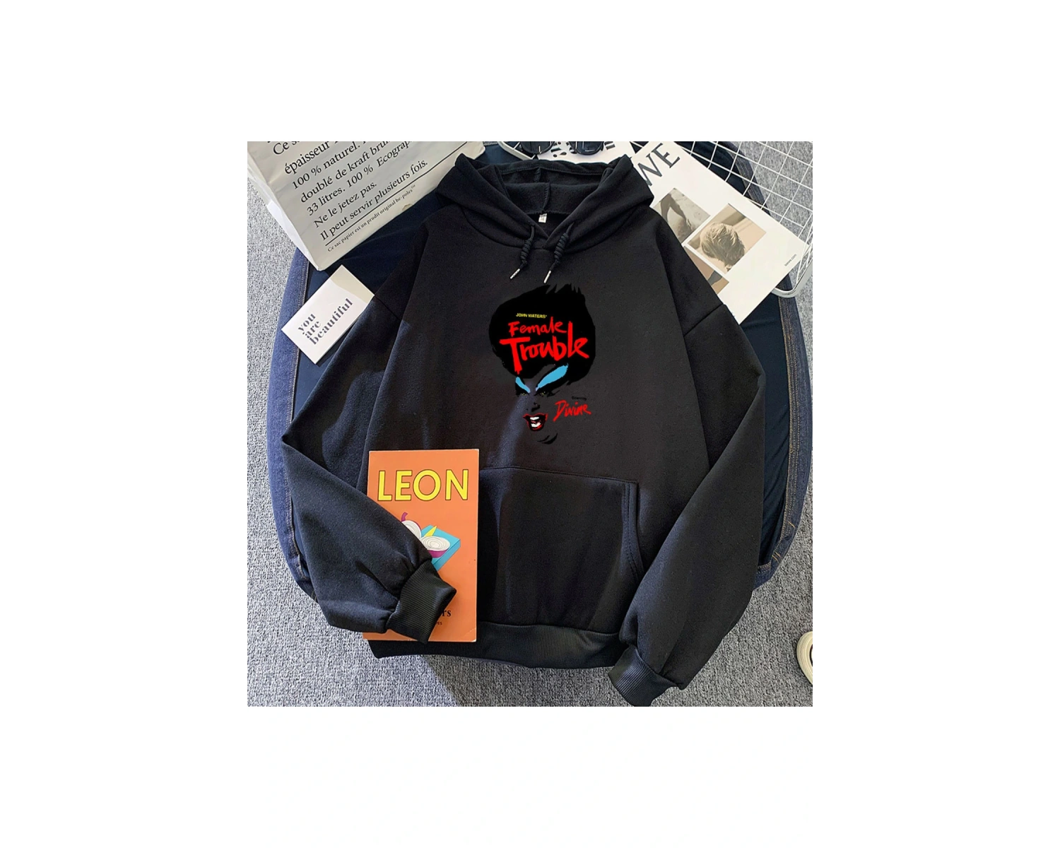 Beyaz Siyah Komedi Filmi Sorun Hoodies Sudaderas Grafik