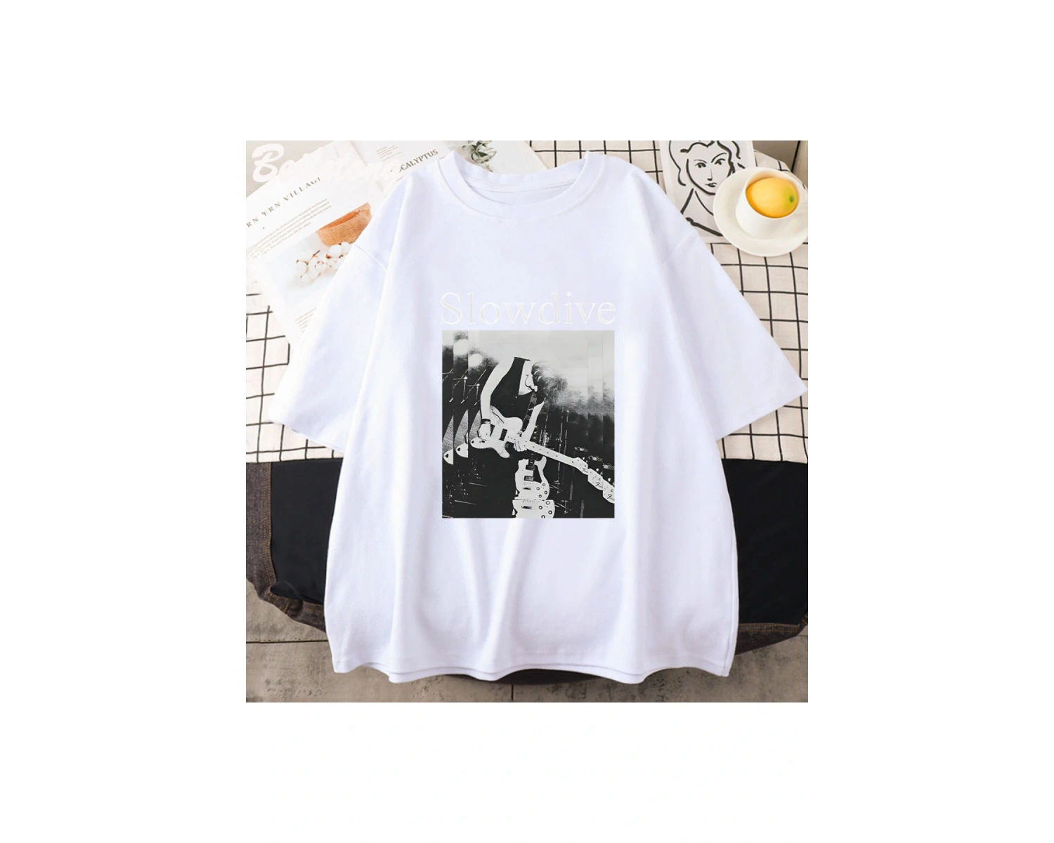 Beyaz Slowdive Anime Yaz Gevşek Hip Hop