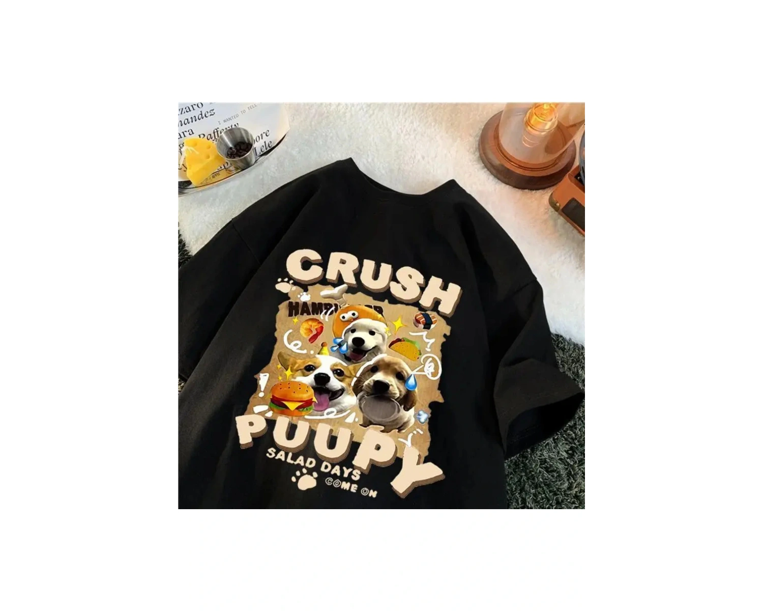 Beyaz Sokak leri Çift Eşleşen Kalp Fiti Kore Metin Baskı Gevşek Fit Yaz Yuvarlak G