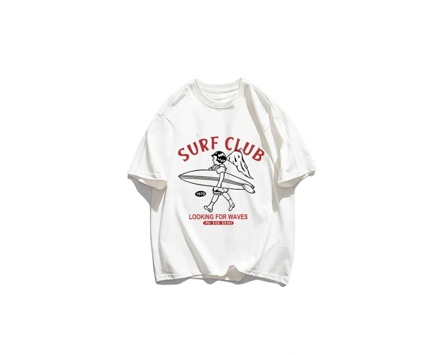 Beyaz Sörf Kulübü Yaz İşbirliğiçi Ew Siyah Üstleri Komik Tee Giysile