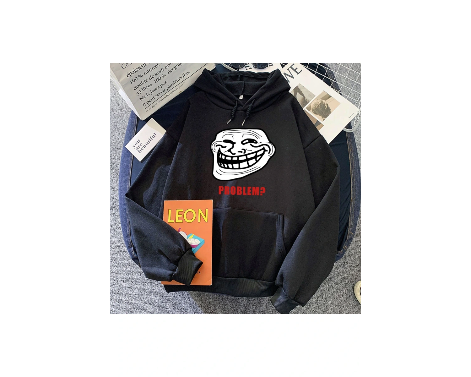 Beyaz Sorun trollhoodies Hoodies komik grafiksıcak kap