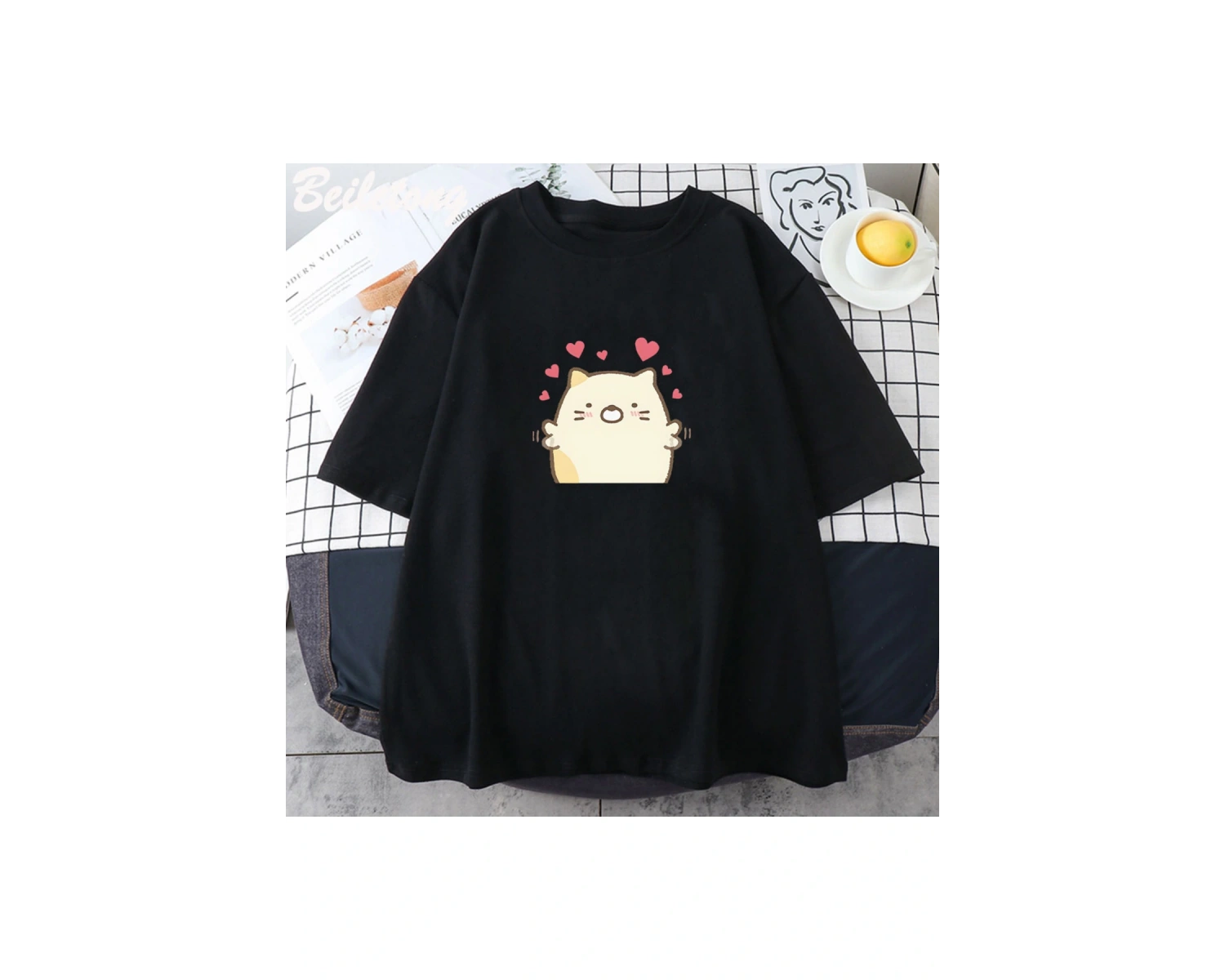 Beyaz Sumikko Gurashi Yeni Harajuku Komik Estetik Grafik leri Unisex Anime Karikatür Ra