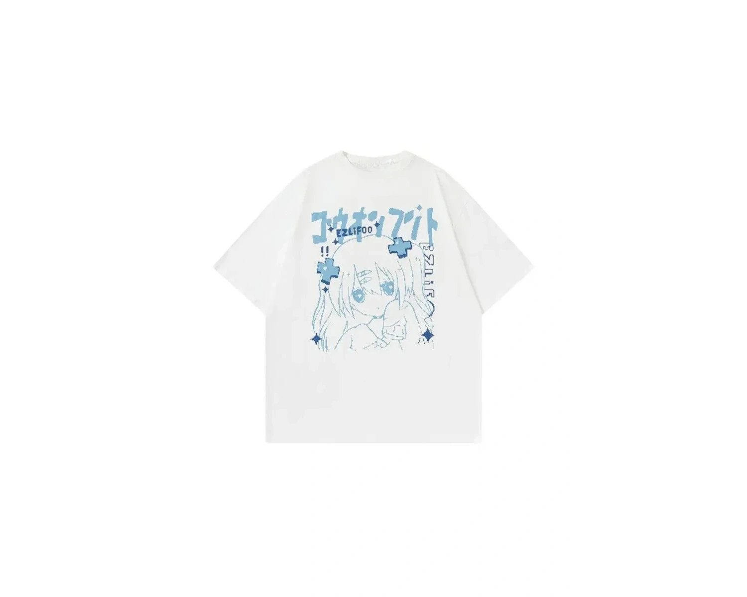 Beyaz Süt Baskı Tatlı ve Baharatlı Harajuku Yaz Grafik Vintag