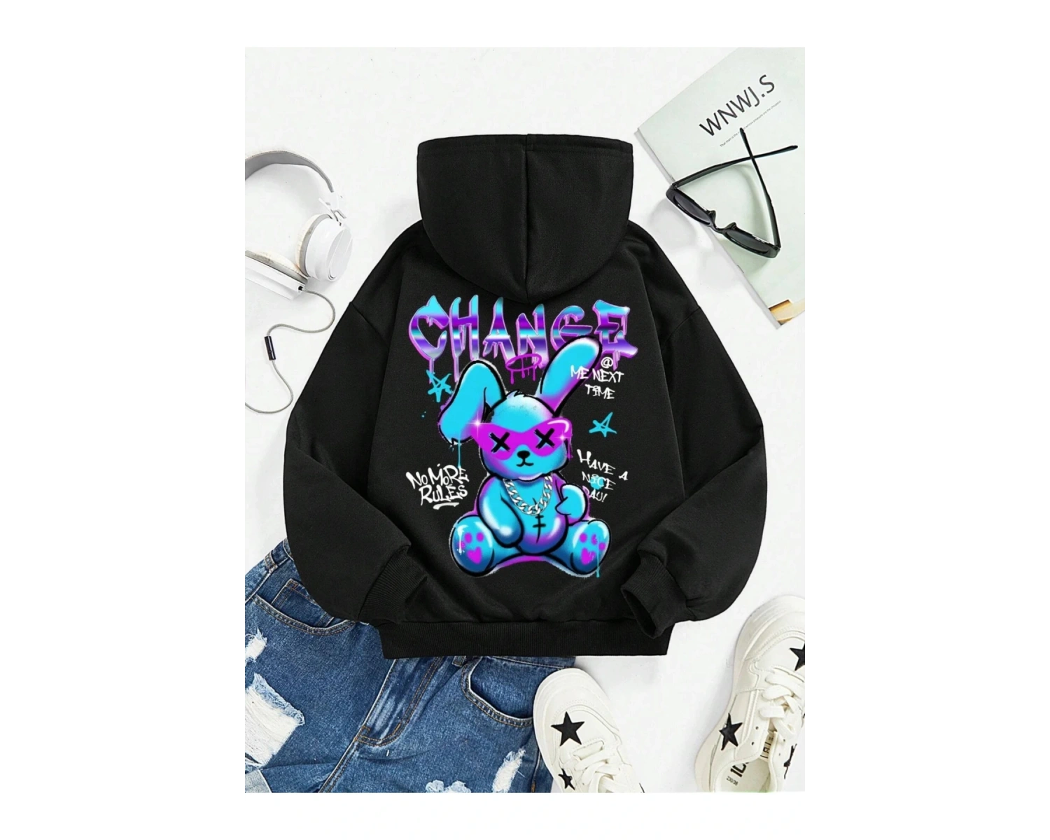 Beyaz Tavşan Karikatürler Crewneck