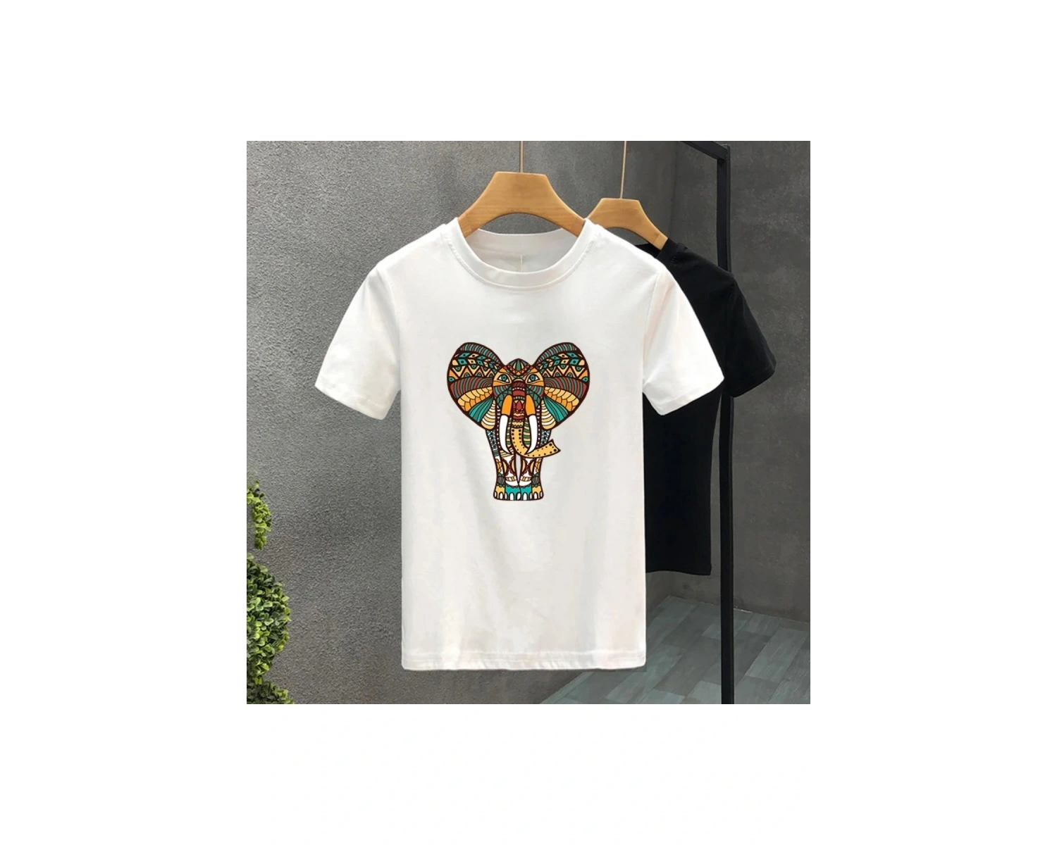 Beyaz Tayland Fil Yaratıcılık Baskı Yaz Tees Marka Üstleri Grafik