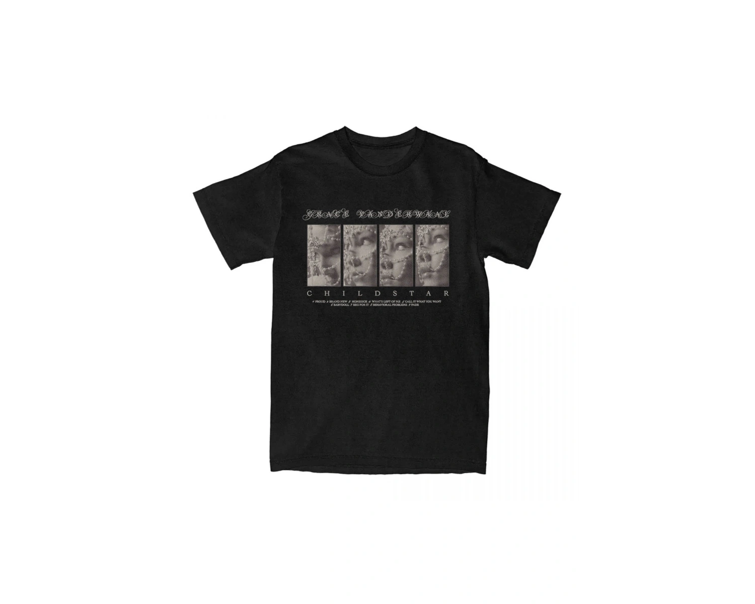 Beyaz Tee Grace Vanderwaal CHILDSTAR Albümü /Erkek Unisex Streetweed Kısa K