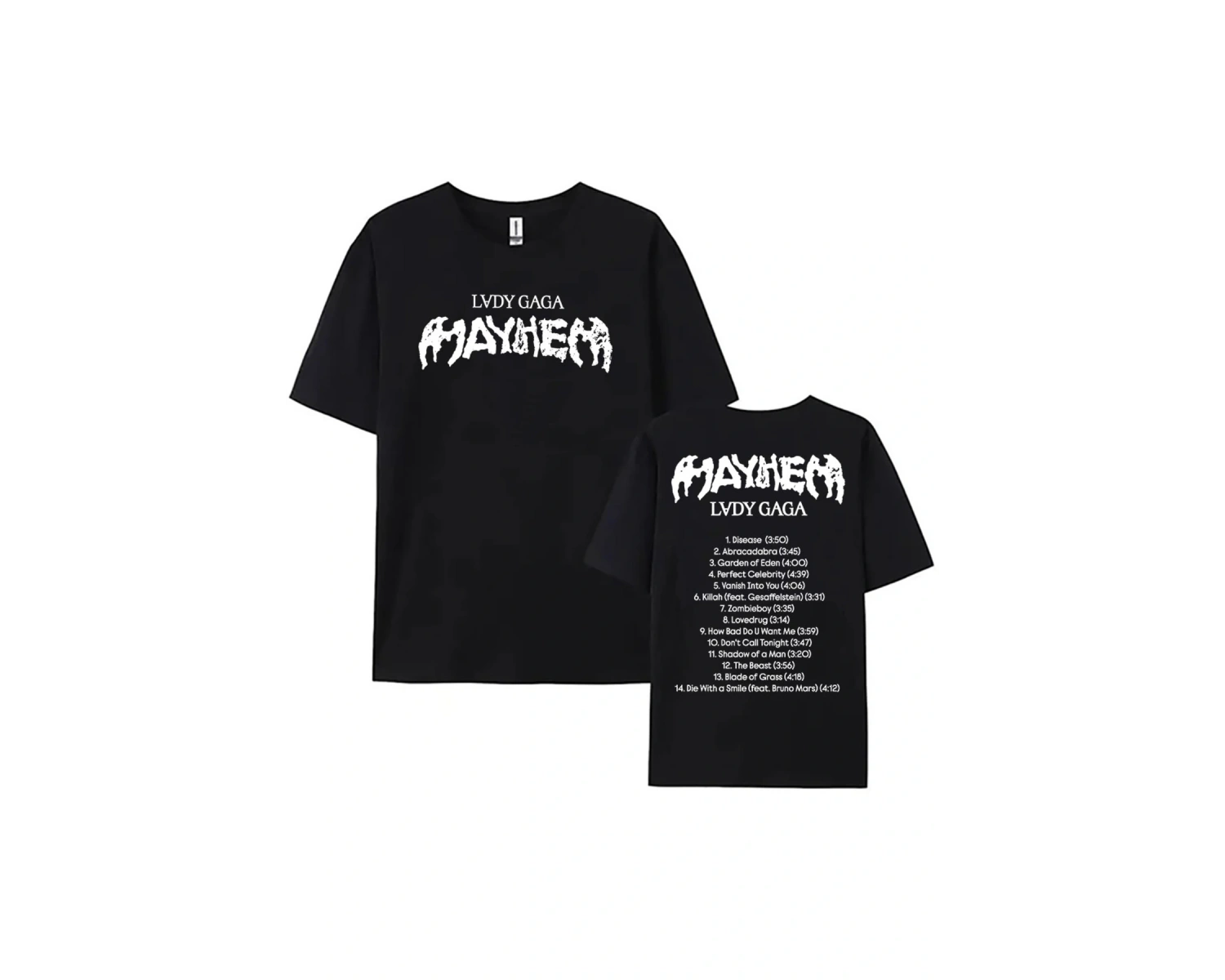 Beyaz Tees Şarkıcı Lady Gaga Mayhem Baskı leri Yaz Unisex Sokak Hip Hop Raha