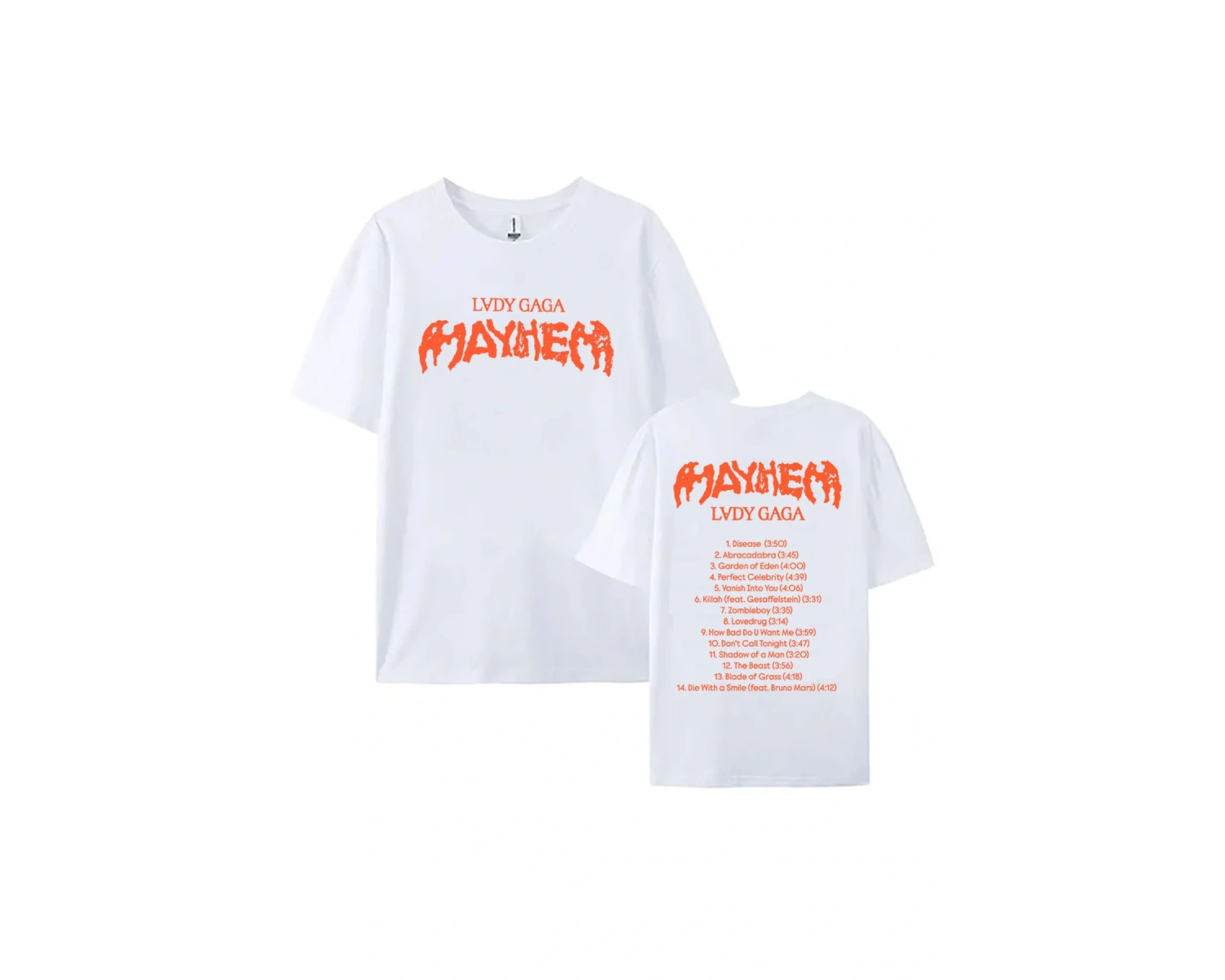 Beyaz Tees Şarkıcı Lady Gaga Mayhem Baskı leri Yaz Unisex Sokak Hip Hop Raha