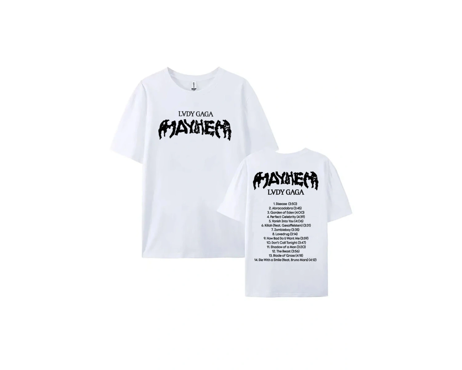 Beyaz Tees Şarkıcı Lady Gaga Mayhem Baskı leri Yaz Unisex Sokak Hip Hop Raha