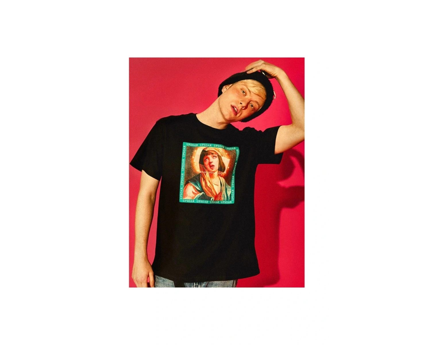 Beyaz Ucuz Roman Baskılı Oversize Bisiklet Yaka Erkek Tişört