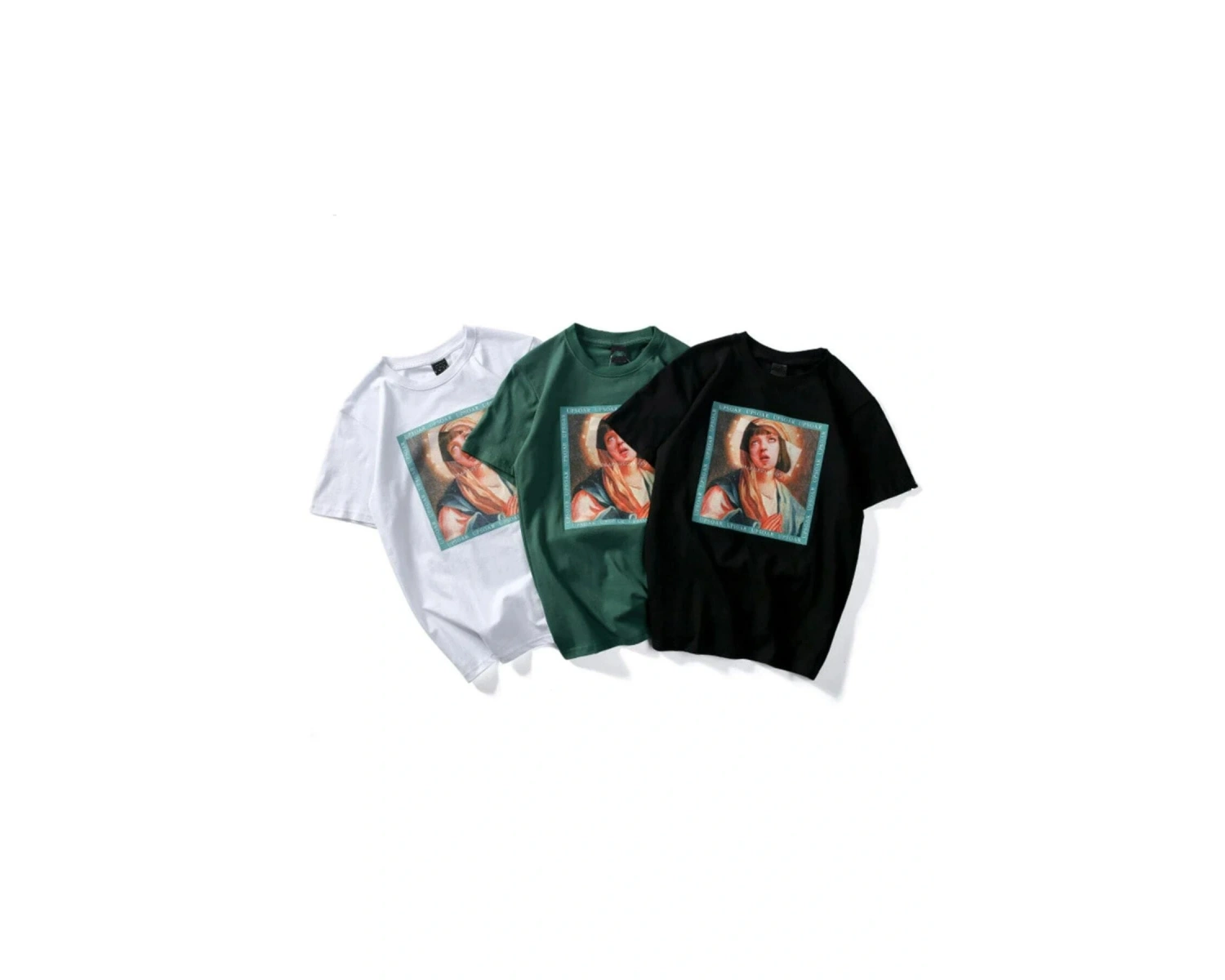 Beyaz Ucuz Roman Baskılı Oversize Bisiklet Yaka Erkek Tişört