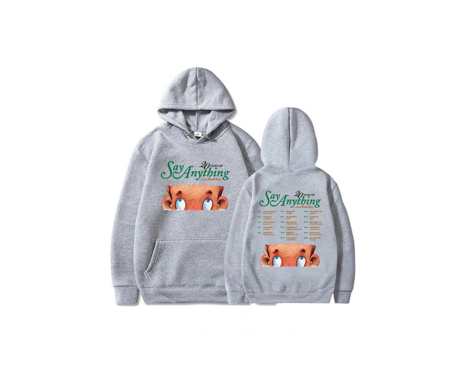 Beyaz Unisex 20 Years of Say Anything Is A Real Boy Tour Rock Band Hip Hop Streetwear Winte