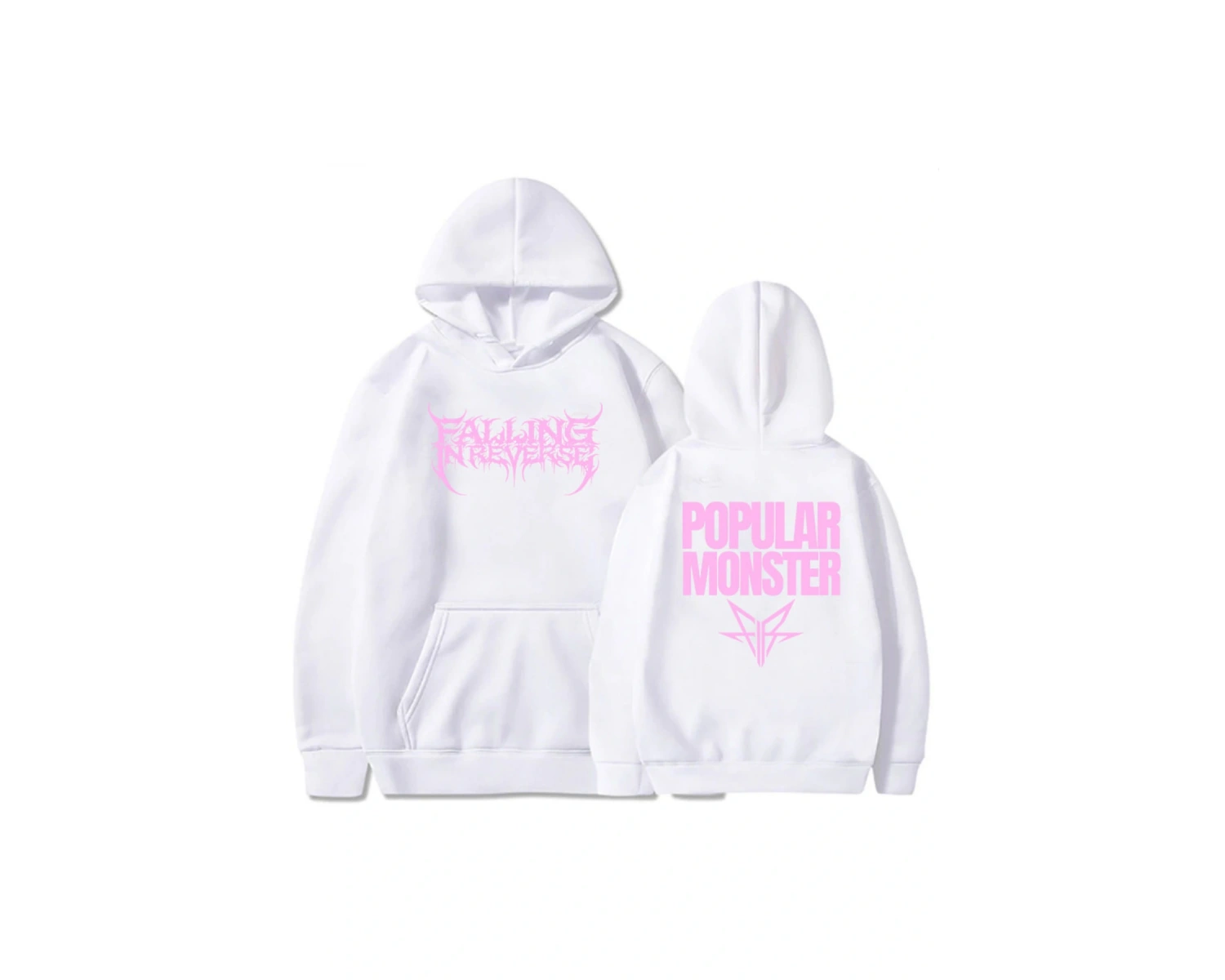 Beyaz Unisex Albüm Popüler Monstour Baskı Kapüşonlular Ters Rock Grubunda Düşen