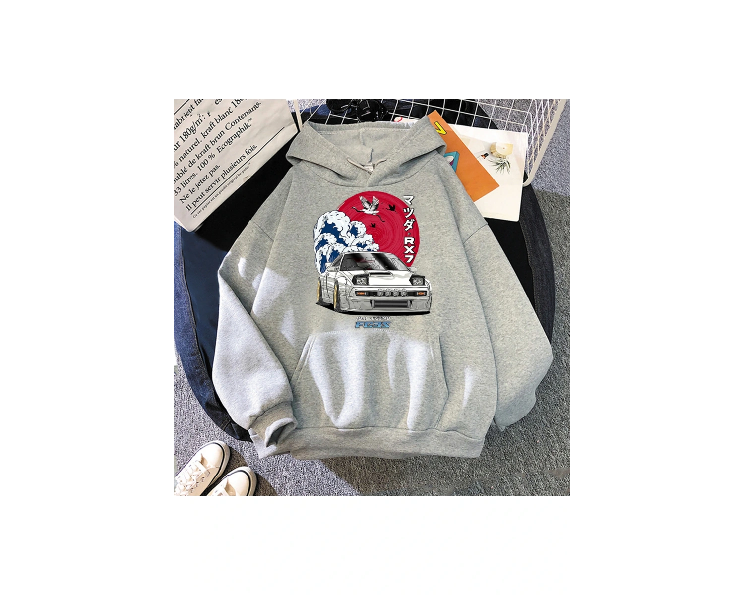 Beyaz Unisex Anime Hoodie Sokak Stili Nippon Crewneck Üstleri Y2k Boy