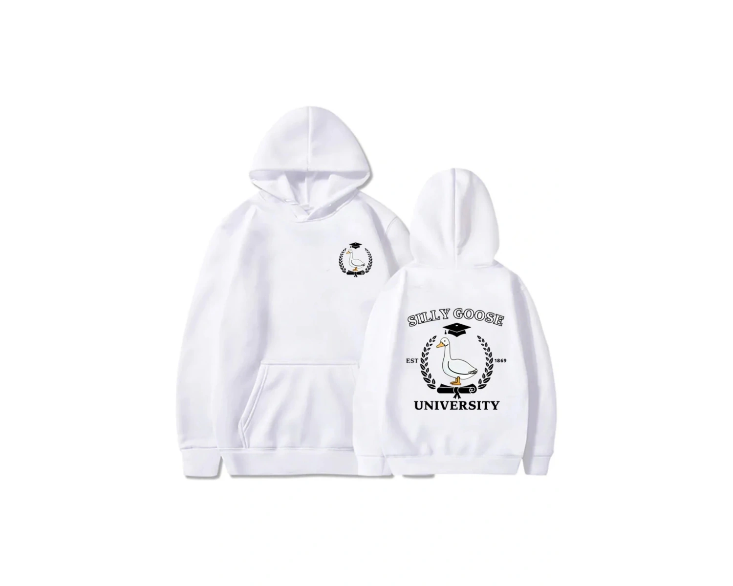 Beyaz Unisex Aptal kaz üniversitesi baskıi yaygın Vintage rahat sonbahar erkekpola