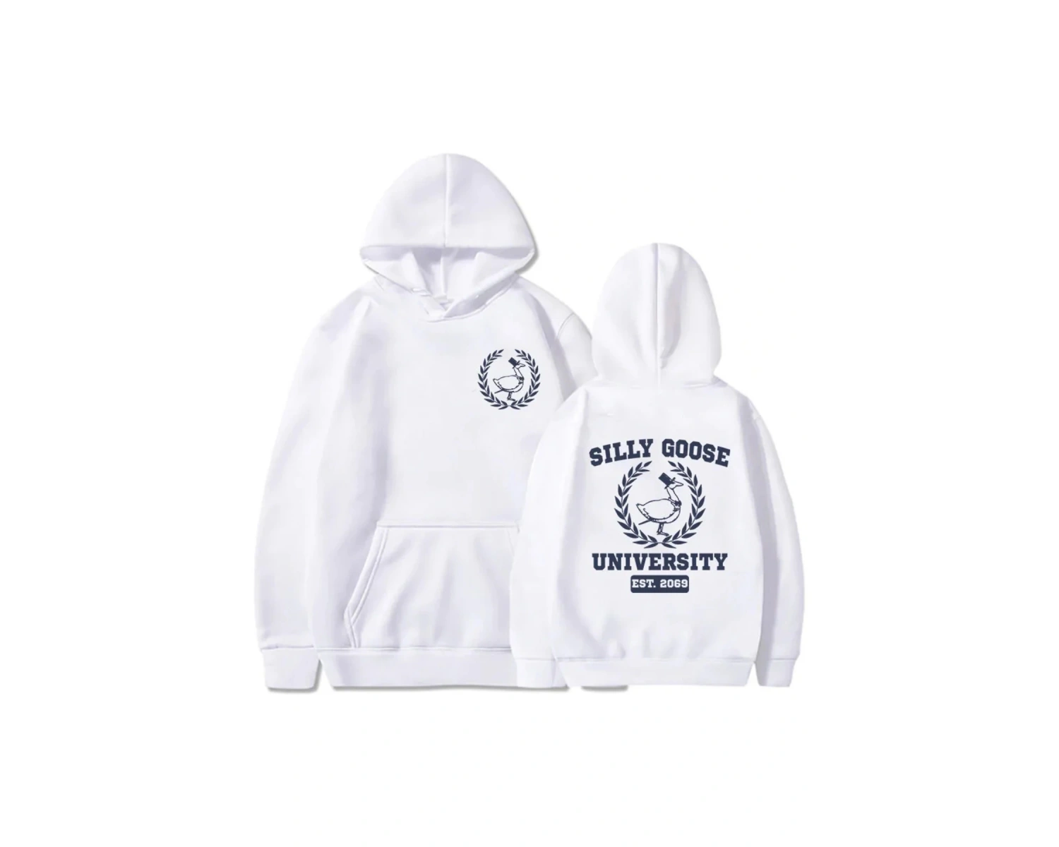 Beyaz Unisex Aptal Kaz Üniversitesi Grafik Kapüşonlular ErkekSonbahar Yaygın