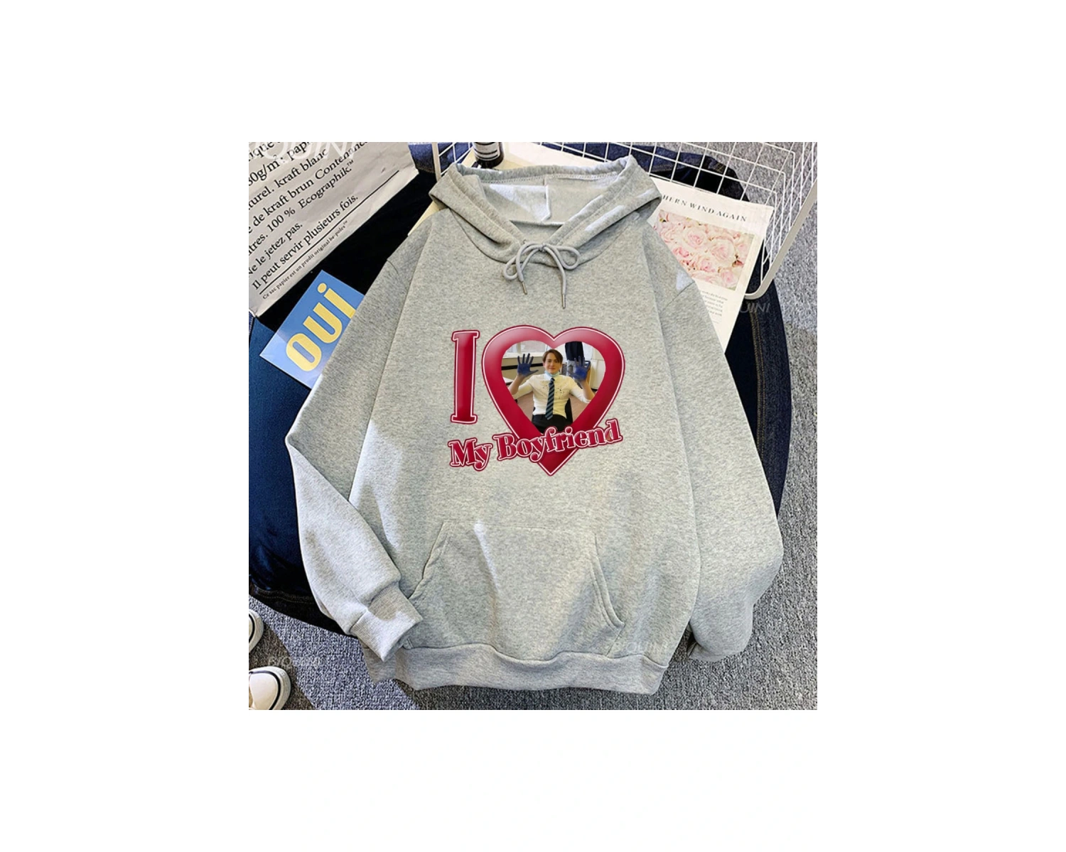 Beyaz Unisex Arkadaşımı Seviyorum Kiti Connor Cep Giyim ile Kapüşonlular Streetwee