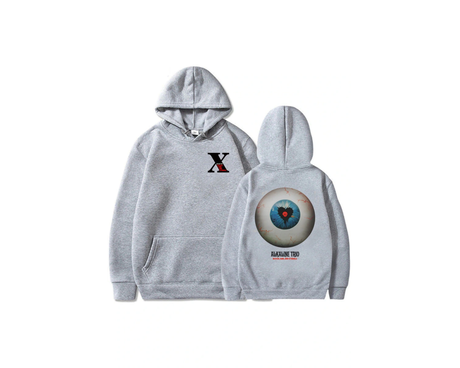 Beyaz Unisex Bant alkalin Trio baskılı kapüşonlu kan saç Eyeballs tur Hombre deras Hombre kı