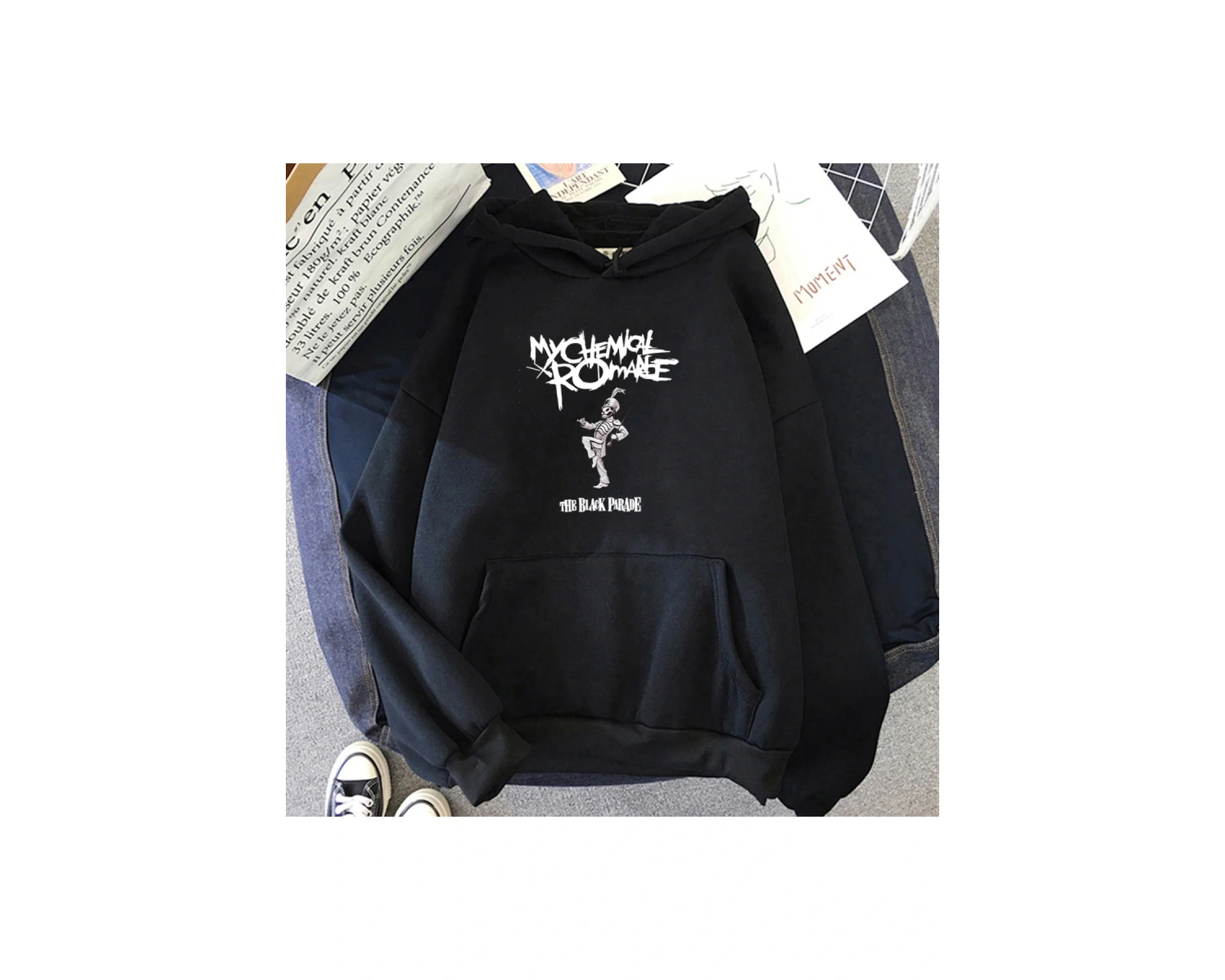 Beyaz Unisex Benim kimyasal Romance Punk Band lar siyah Parade Hoodie