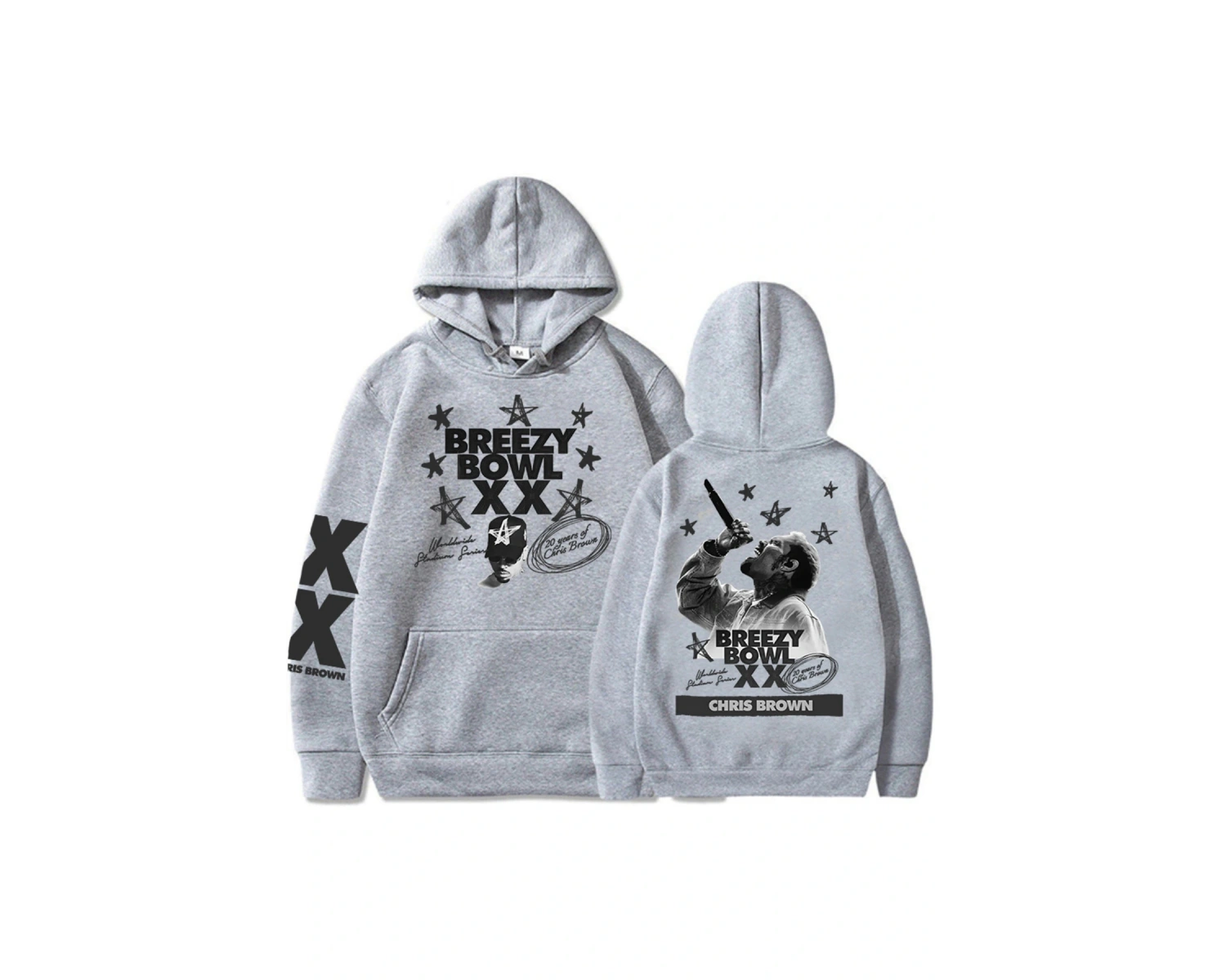 Beyaz Unisex BREEZY BOWL XX PREGAME HOODIE Chris Brown Baskı Kapşonlu