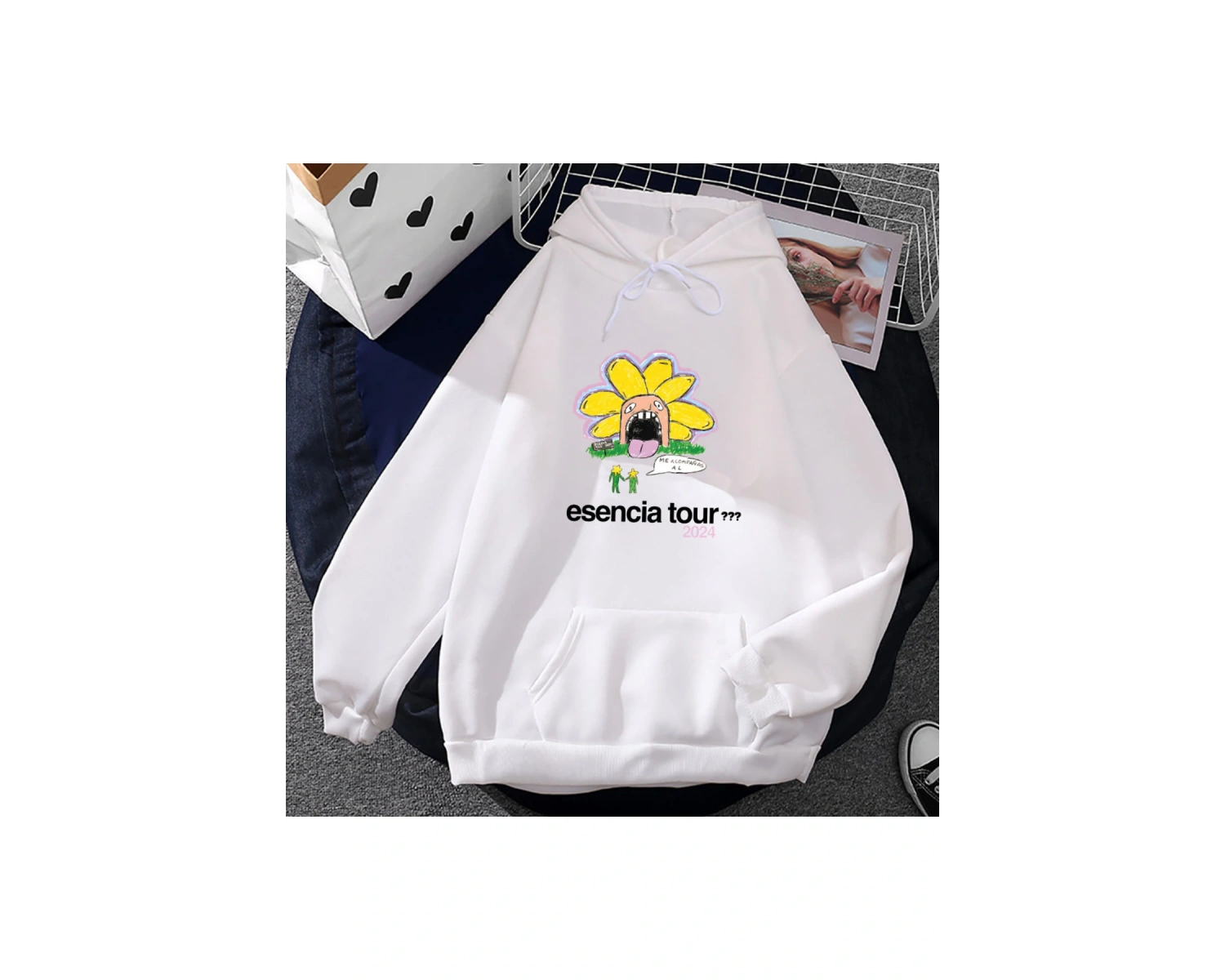 Beyaz Unisex Çiçek karikatür grafik Humbe Esencia tur şarkıcı baskı giysi Ropa Hombre