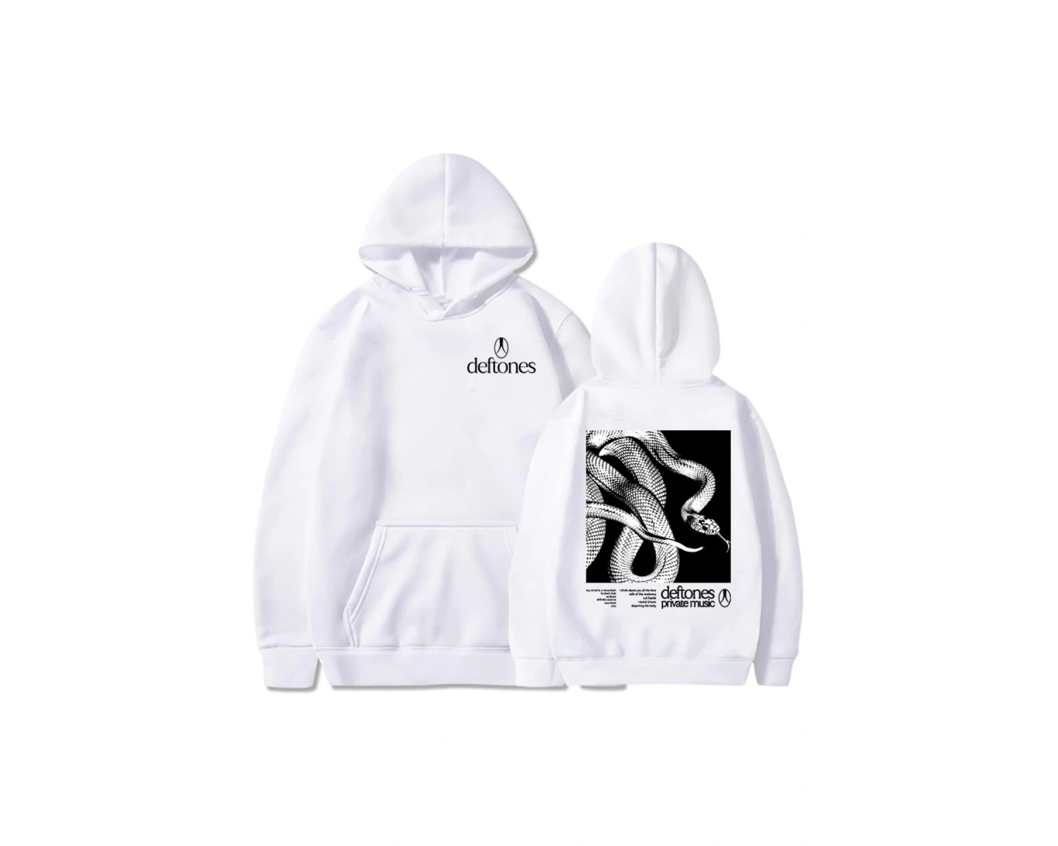 Beyaz Unisex Deftones Özel Müzik Kapüşonlular 2025 Albümü Grafik Baskı Sonbahar S