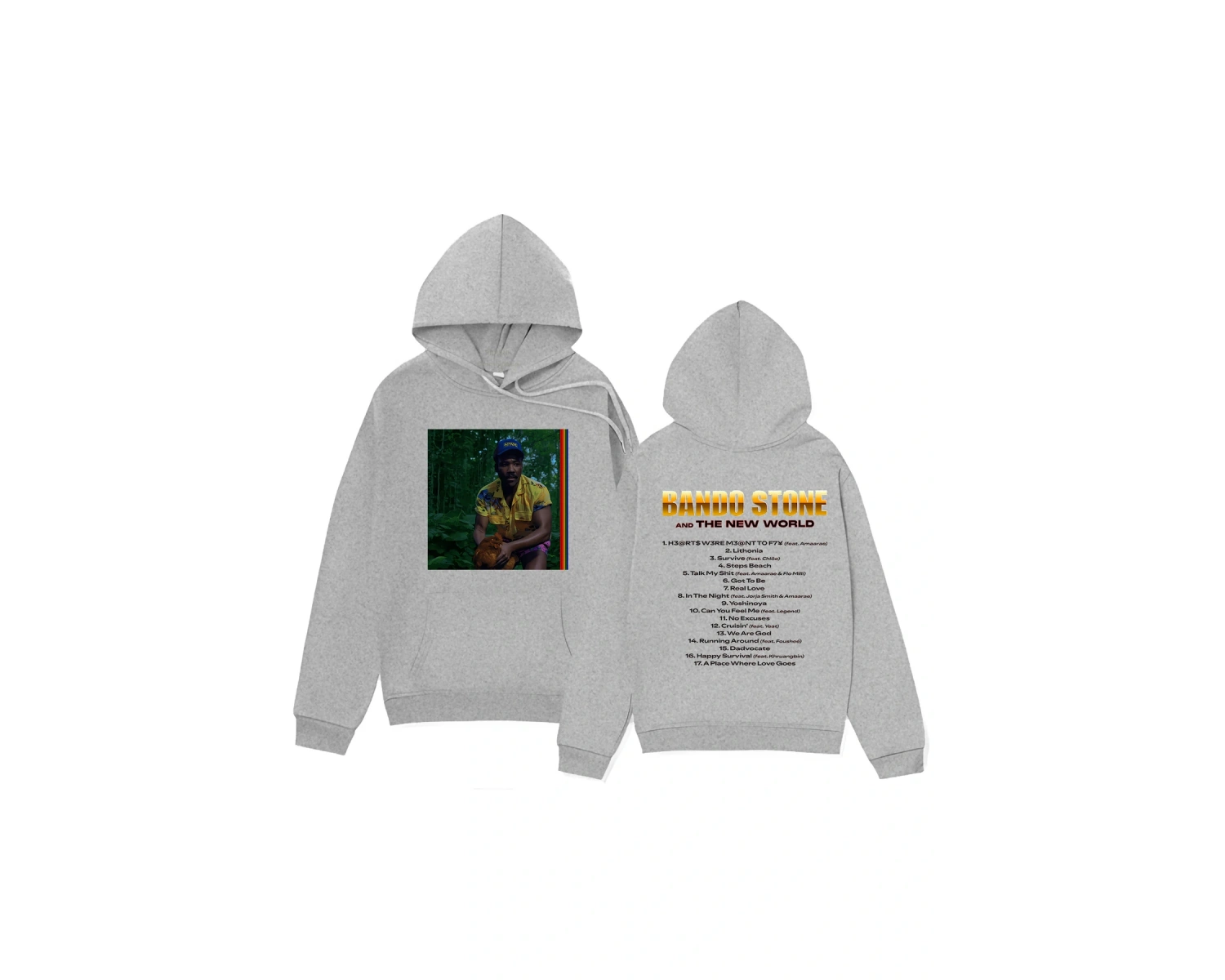 Beyaz Unisex Donald Glover Bando taş ve yeni dünya Hoodieslar rahat Pop