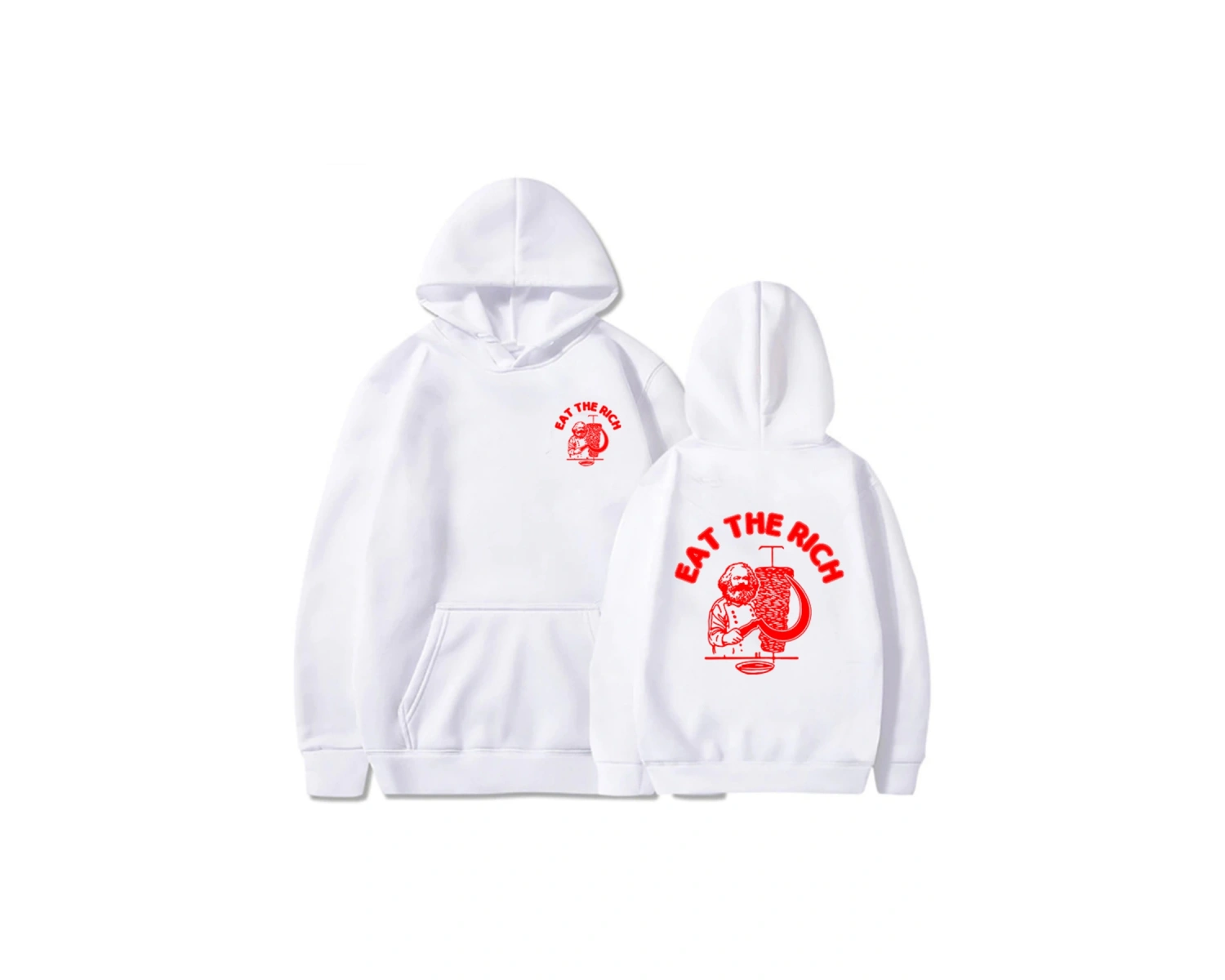 Beyaz Unisex Doner kebabı zengin Hoodie temel sonbaharHarajuku çift baskılı