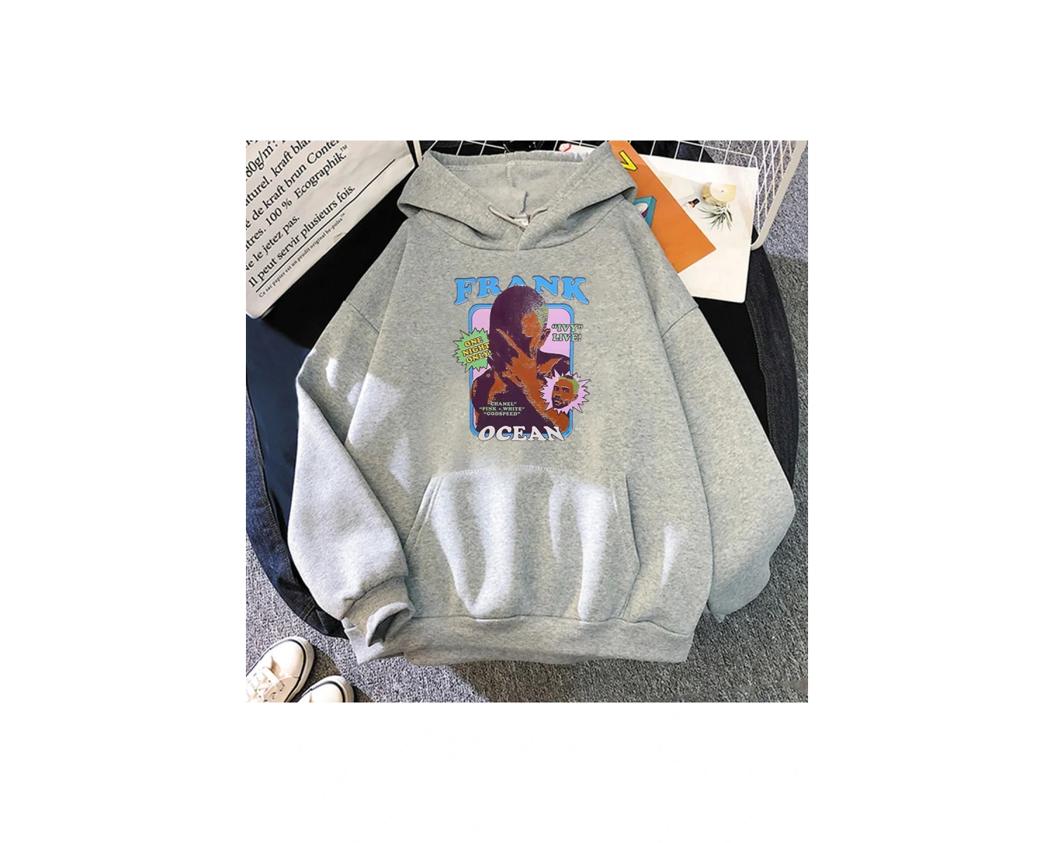 Beyaz Unisex Frank O-ocean Sarışın Kapüşonlular okaki Boy Rahat Grafik Uz