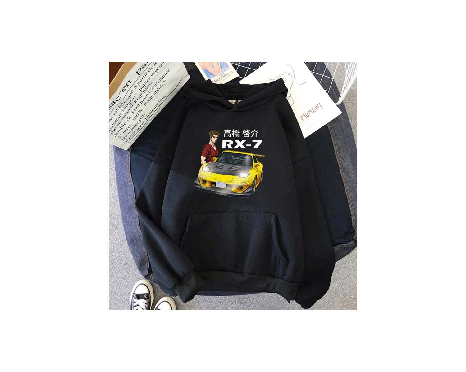Beyaz Unisex Fujiwara Tofu dükkanı AE86 Manga Hoodie lar kewomen ke Takahashi FD RX7 kapüşon