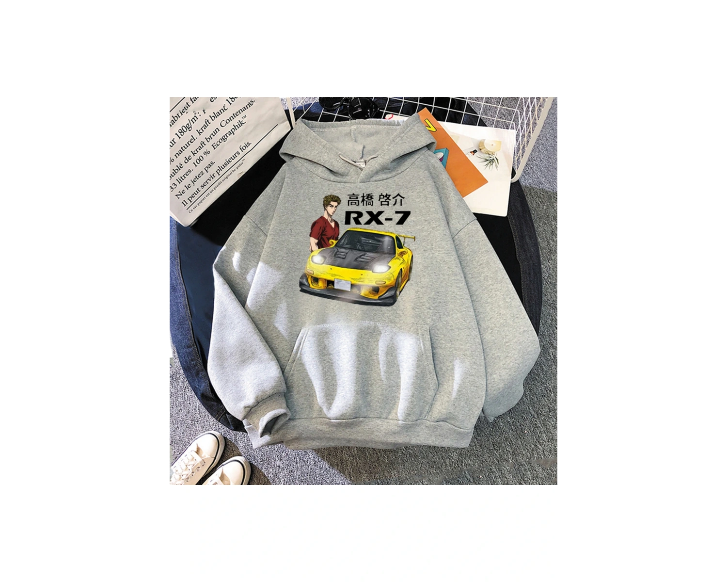 Beyaz Unisex Fujiwara Tofu dükkanı AE86 Manga Hoodie lar kewomen ke Takahashi FD RX7 kapüşon