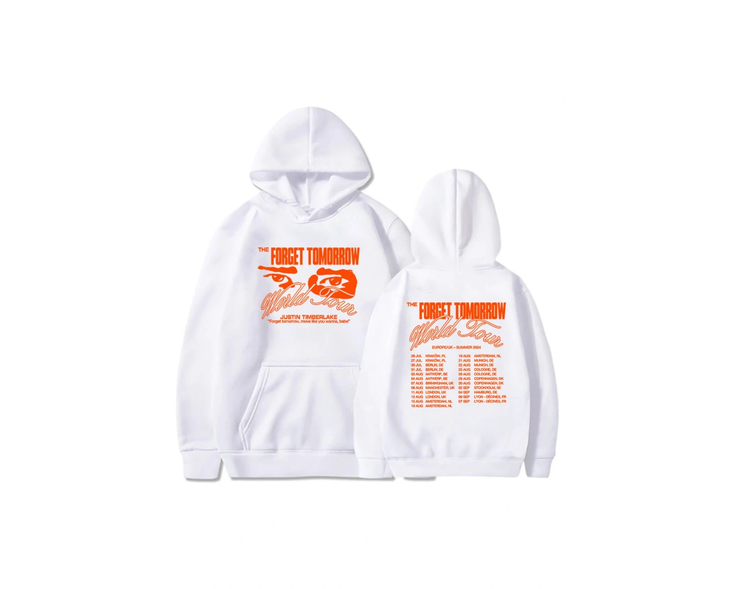 Beyaz Unisex Grafik giysi justin-timberlake yarın dünya turu Sudaderas Con Capucha kapşon