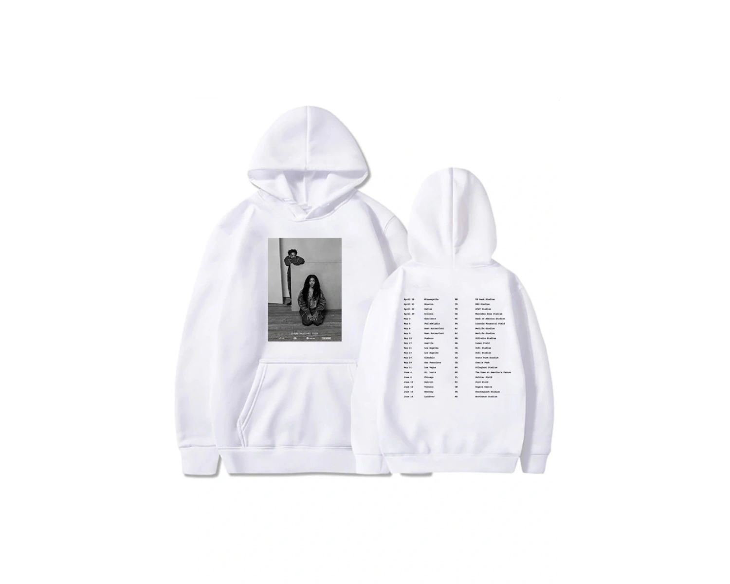 Beyaz Unisex Grand-National Tour 2025 GNX Kendrick Lamar X SZA Printing Sweatshirts Streetwear