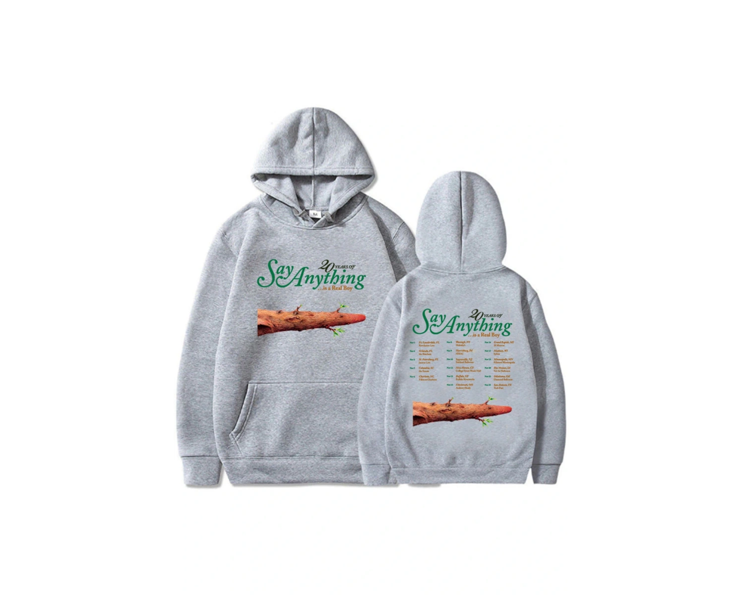 Beyaz Unisex Graphic Clothes 20 Years of Say Anything Is A Real Boy Tour Heavy Mental Fashion Band