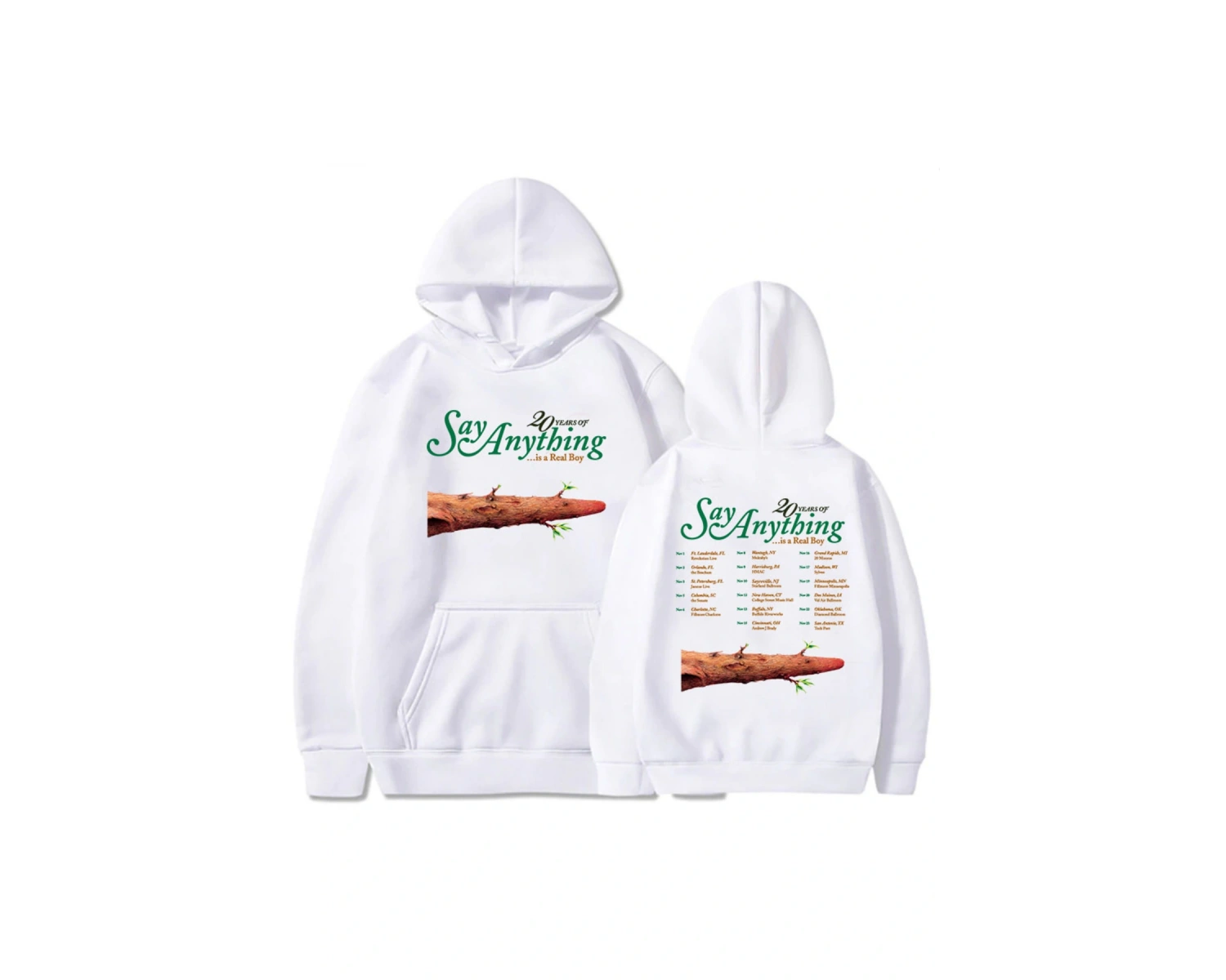 Beyaz Unisex Graphic Clothes 20 Years of Say Anything Is A Real Boy Tour Heavy Mental Fashion Band