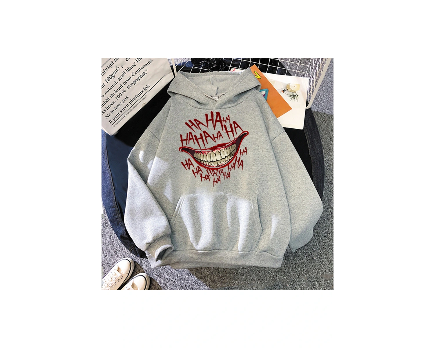 Beyaz Unisex Hip Hop Lol Gülüyor Cehennem Kapşonlu Sudaderas G