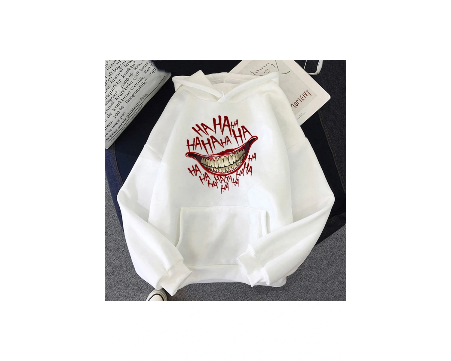 Beyaz Unisex Hip Hop Lol Gülüyor Cehennem Kapşonlu Sudaderas G