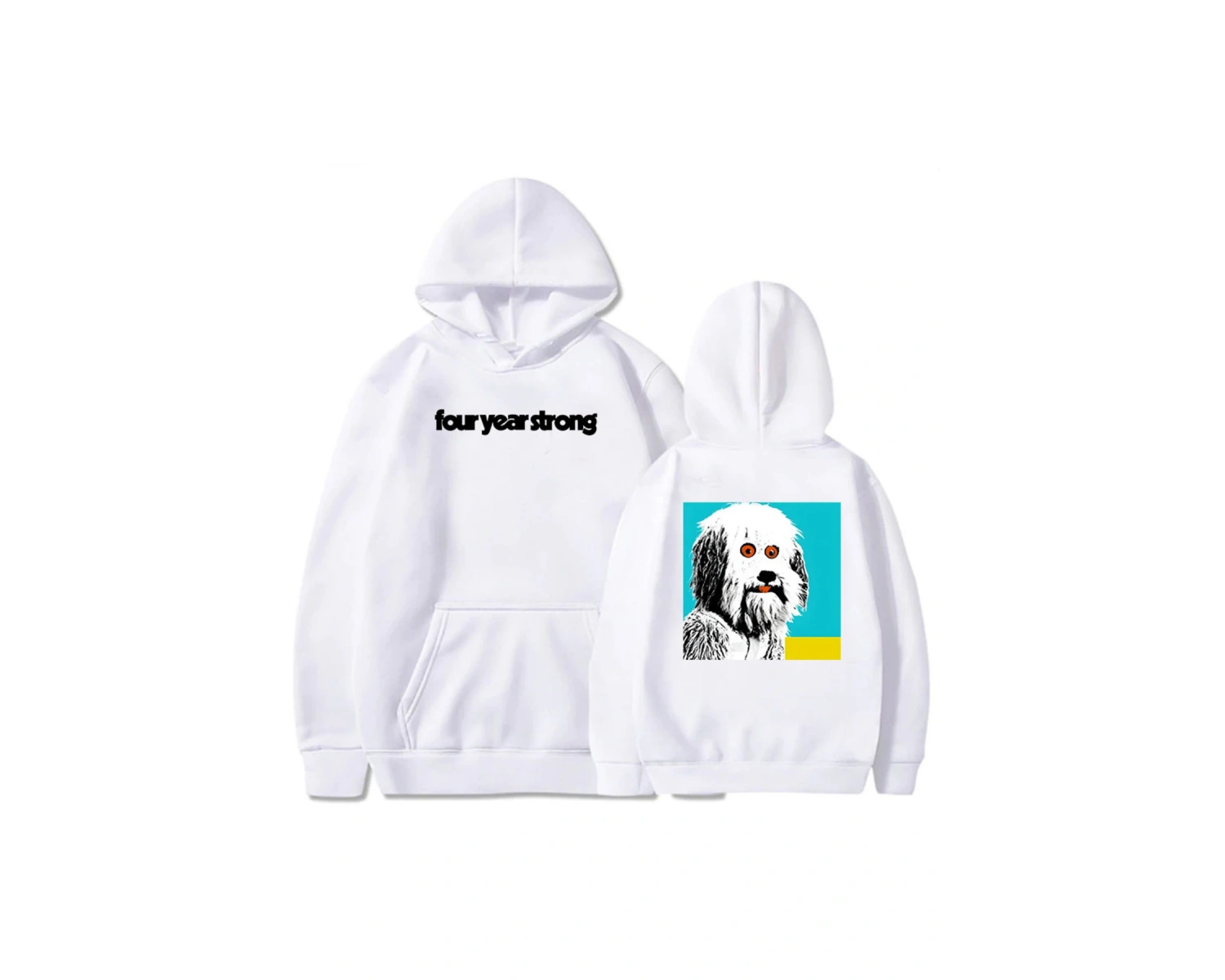 Beyaz Unisex Hip Hop Streetwear dört yıl güçlü rahat lar kapüşonlu köpe