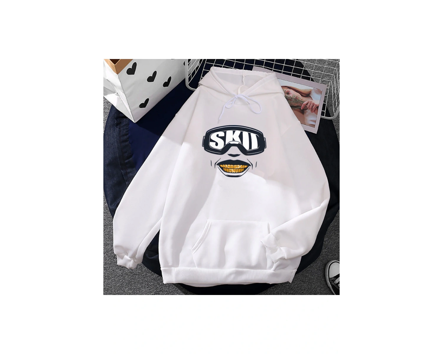 Beyaz Unisex Hip Hop Streetwear Luh Tyler grafik Casual deras rahat kapüşonlu eş