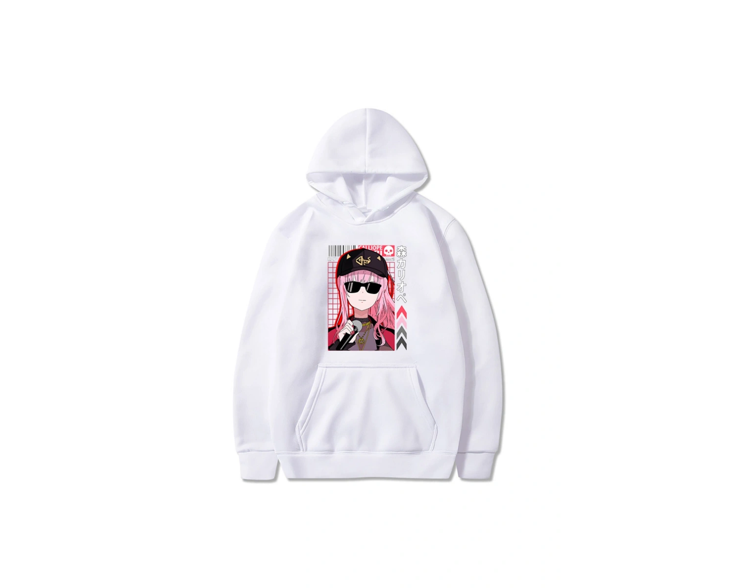 Beyaz Unisex Hololive VTuber Calliope Mori Merch Hoodie casual kapşonlu