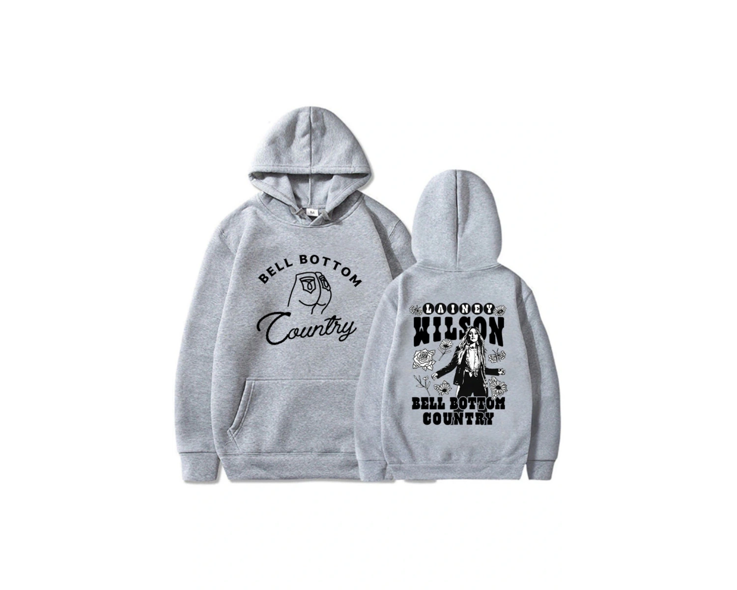 Beyaz Unisex için çan alt ülke Lainey Wilson şarkıcı grafik kapşonlu