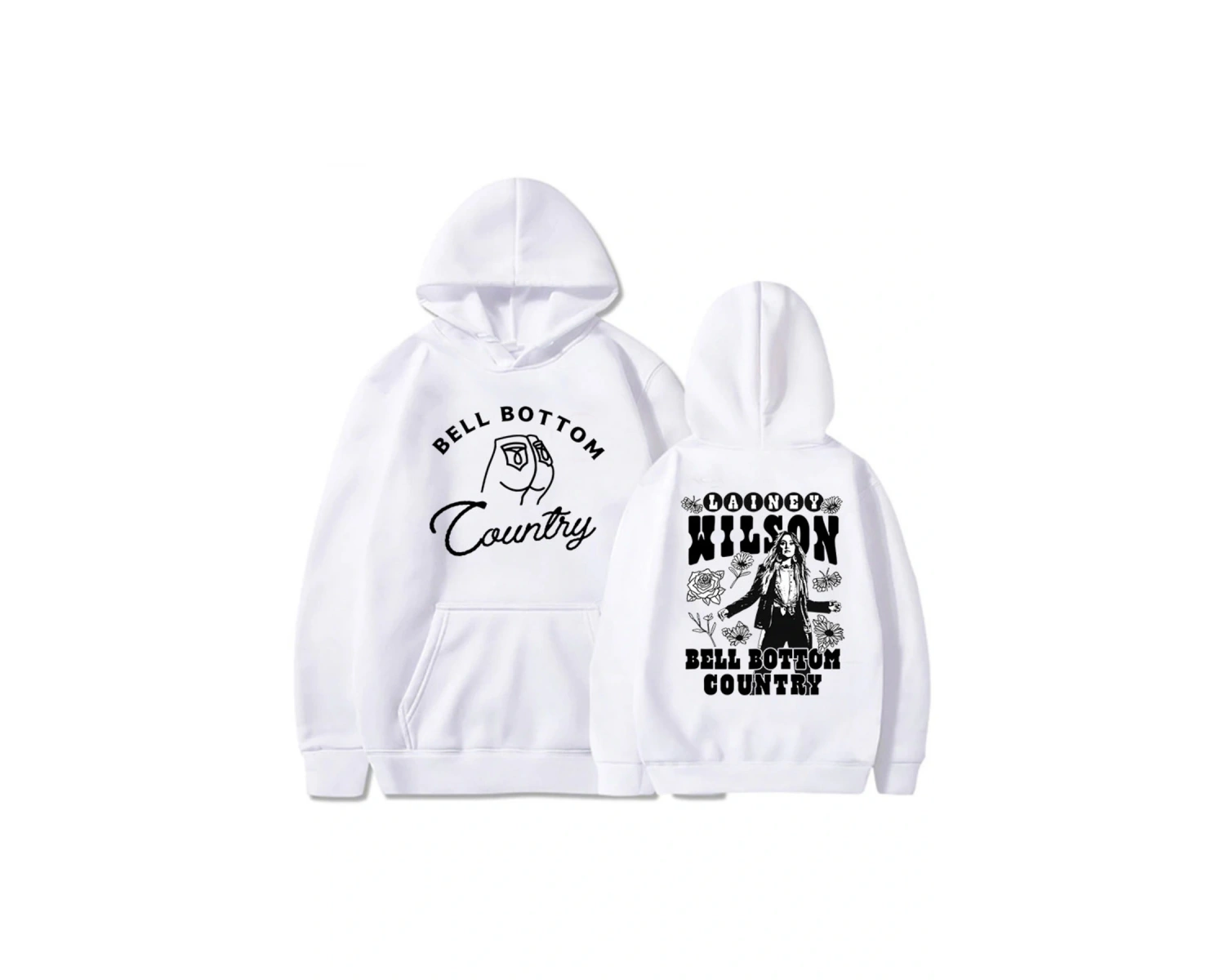 Beyaz Unisex için çan alt ülke Lainey Wilson şarkıcı grafik kapşonlu