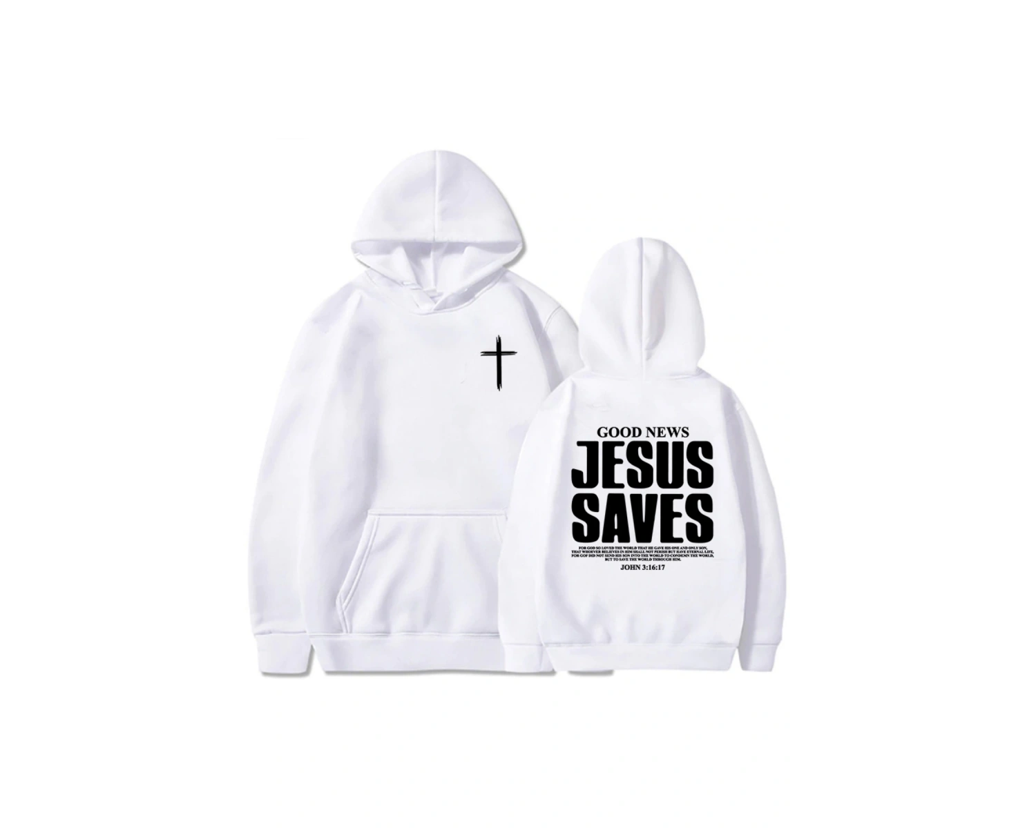 Beyaz Unisex İsa Johnu Kurtarır 3:16:17 Kapüşonlular Hıristiyan İncil Ayeti