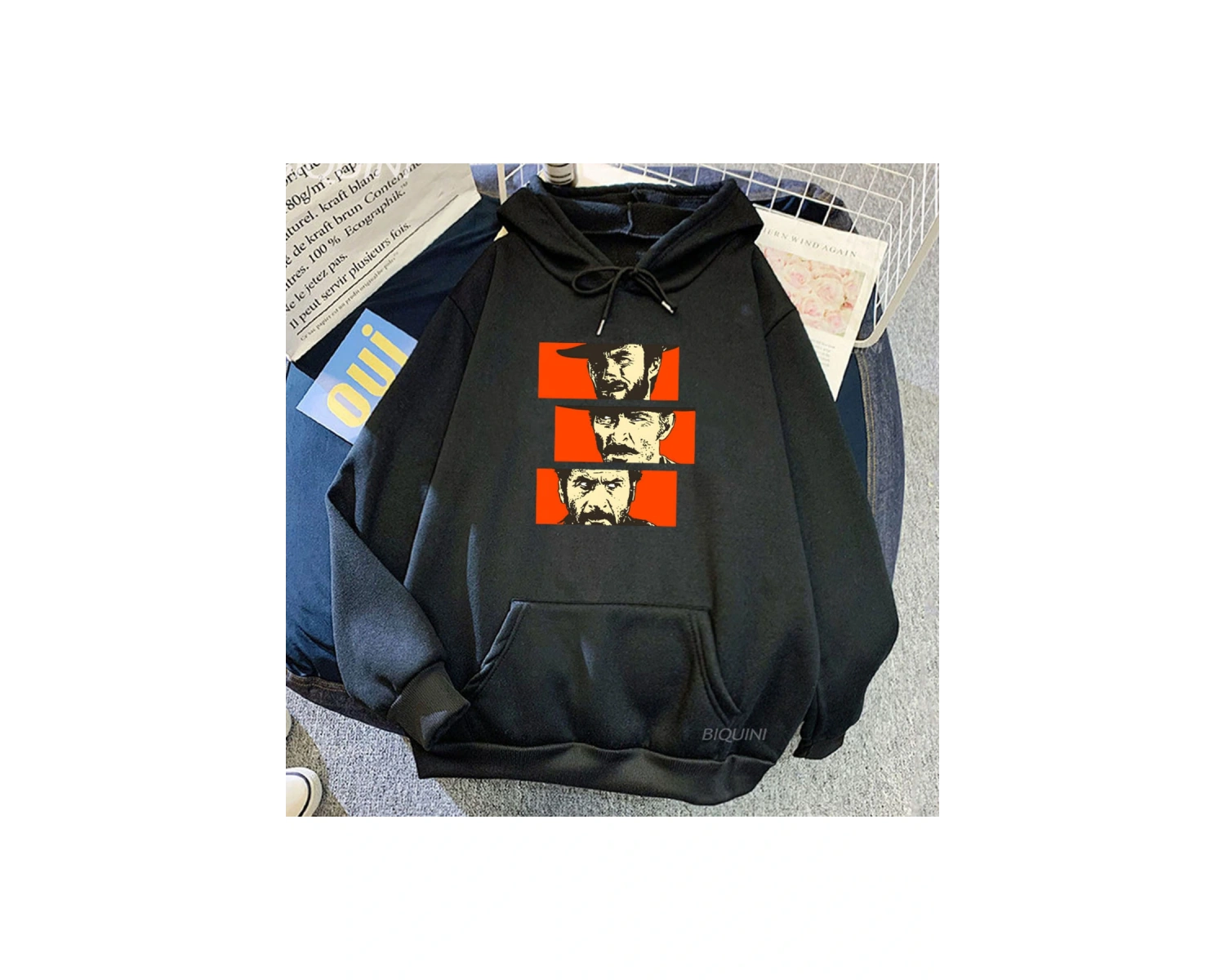 Beyaz Unisex Iyi kötü ve çirkin kapşonlu TV serisi grafik baskı St