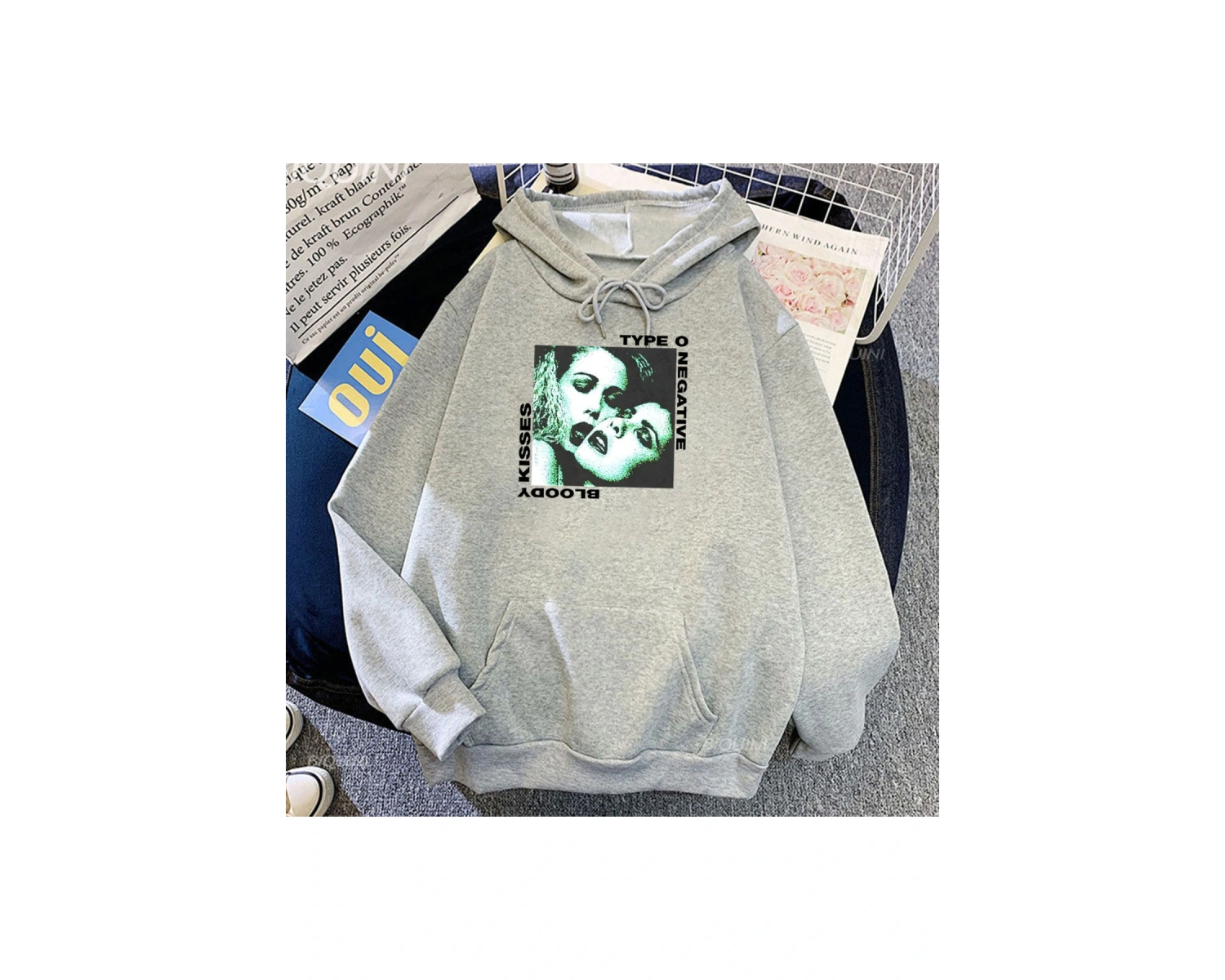 Beyaz Unisex Kanlı öpücükler tipi O negatif Rock Band ağır zihinsel moda kı